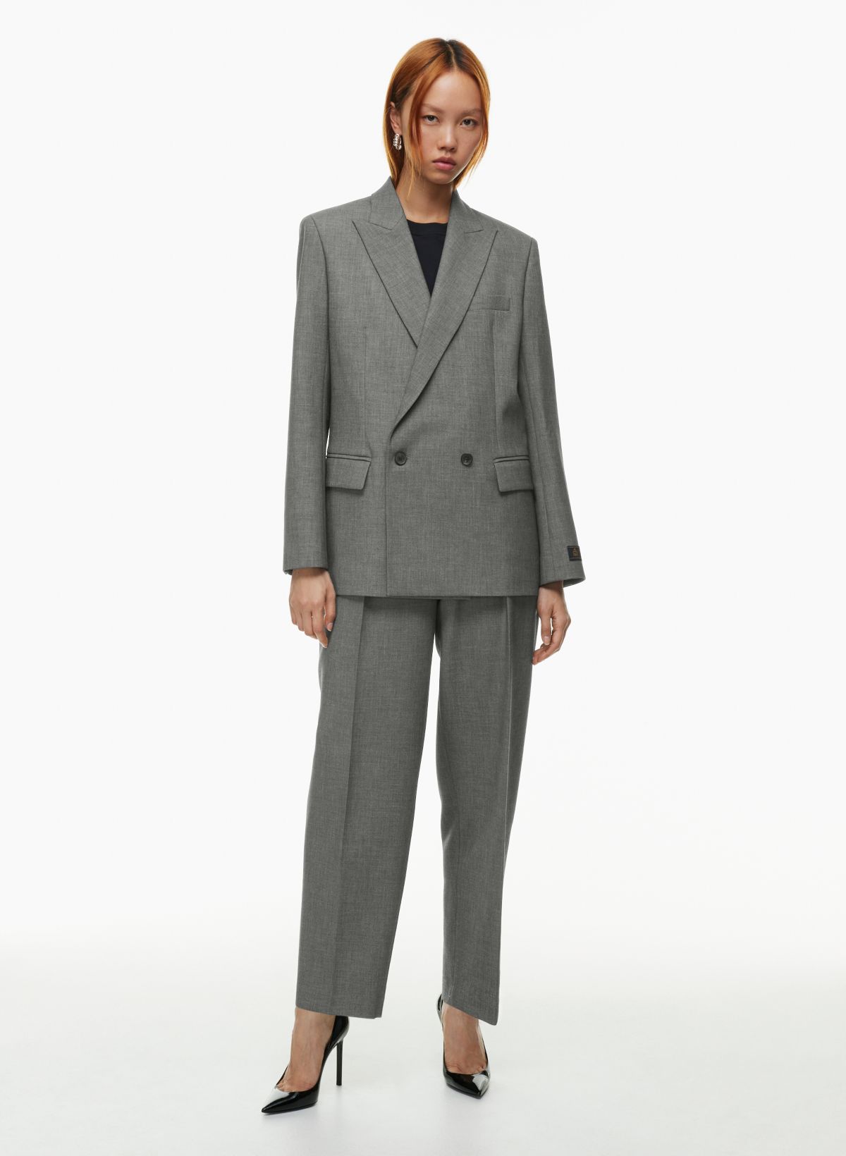 Jersey Knit Double Breasted Blazer And Pants Suit Set