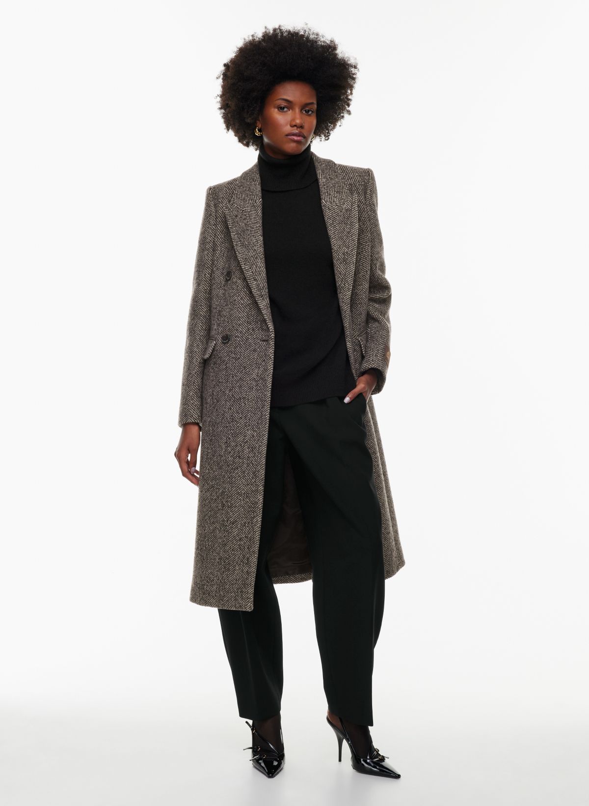 Women's Plus Size Romantic Luxe Wool Blend Black Coat