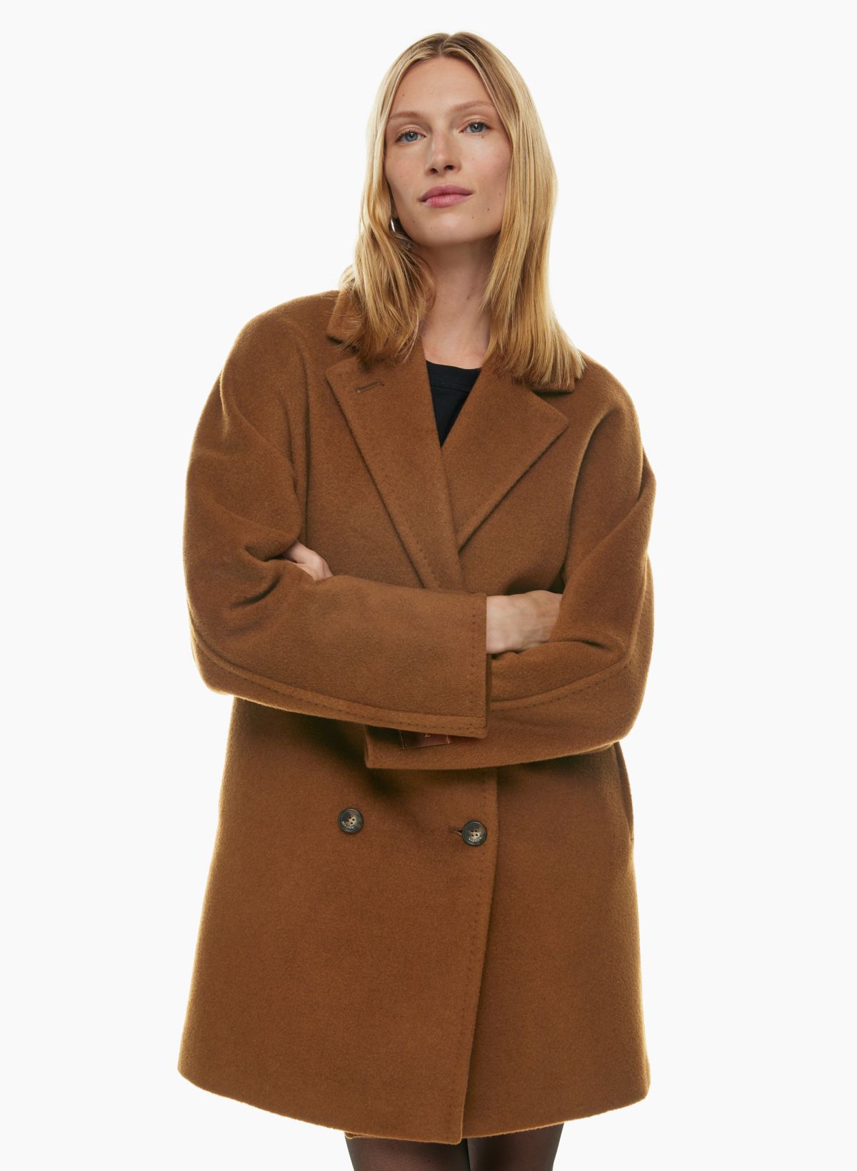 Long Slouchy Double-Breasted Coat for Women