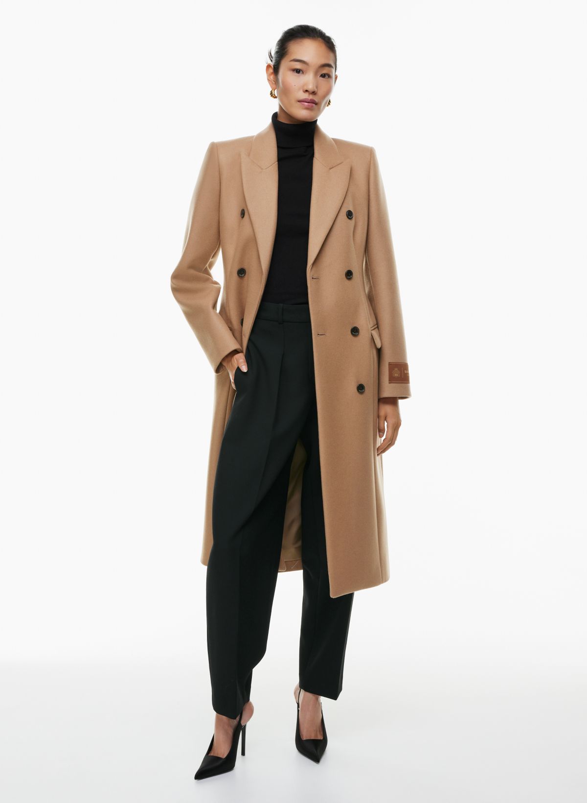 Plus Size Italian Wool Double Breasted Tailored Coat