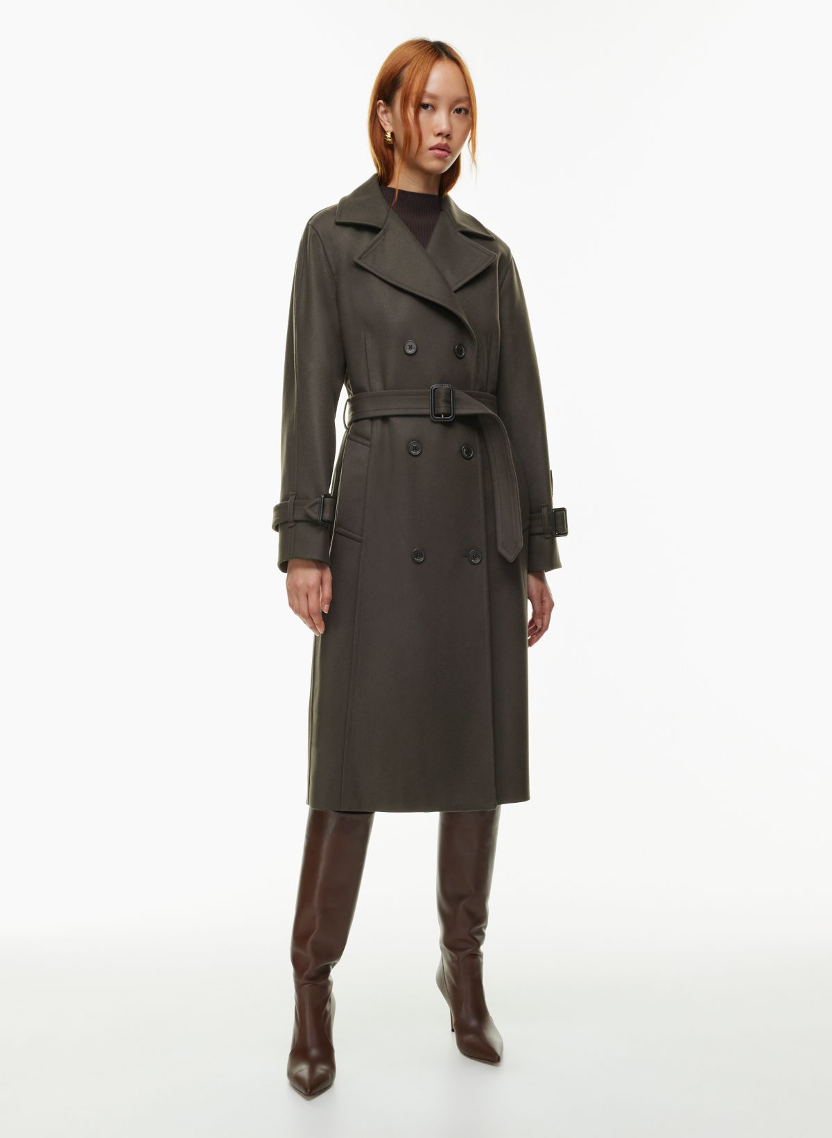 Corporate Monday :: Trench Coat with Structured Knit Zip Dress