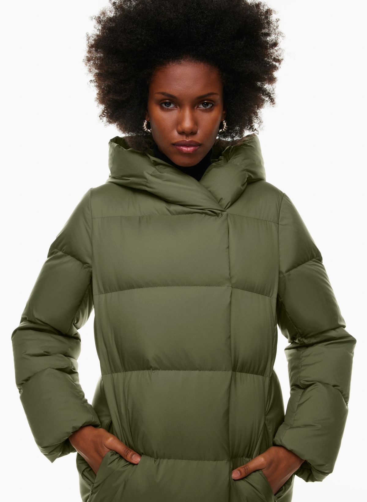 Babaton Women's The Duvet Puffer Jacket in Gunmetal Green Size Small
