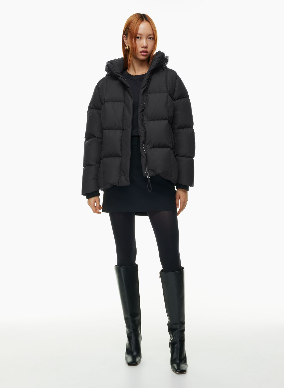 Black puffer best sale jacket with hood