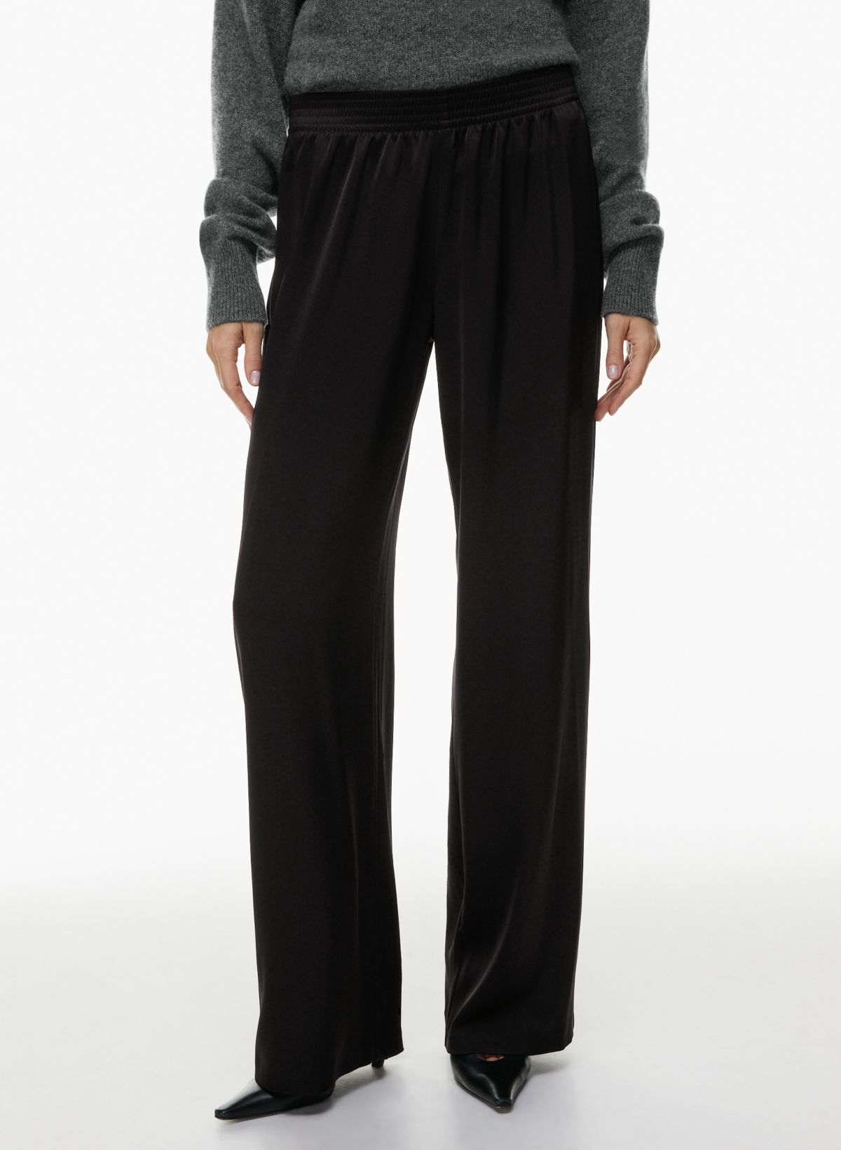 Matte Satin Wide Leg Dress Pants