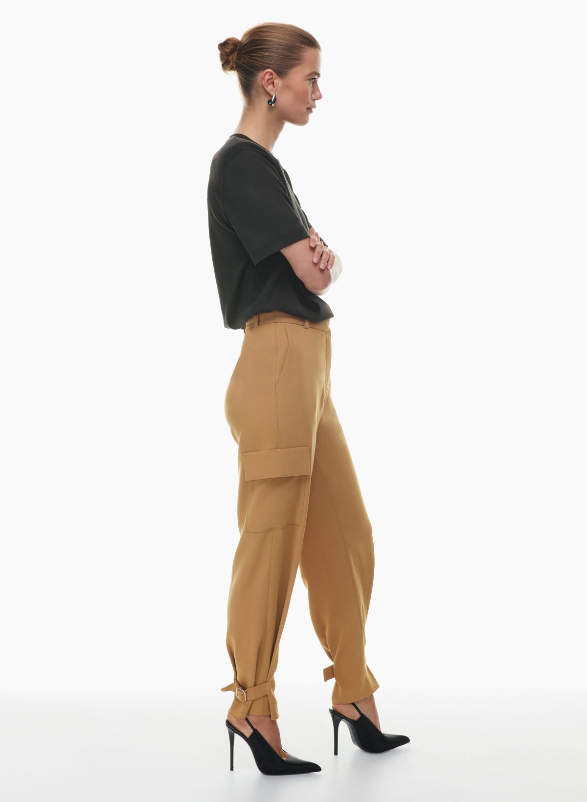 Women's High-Rise Satin Cargo Pants - A New Day Brown 2