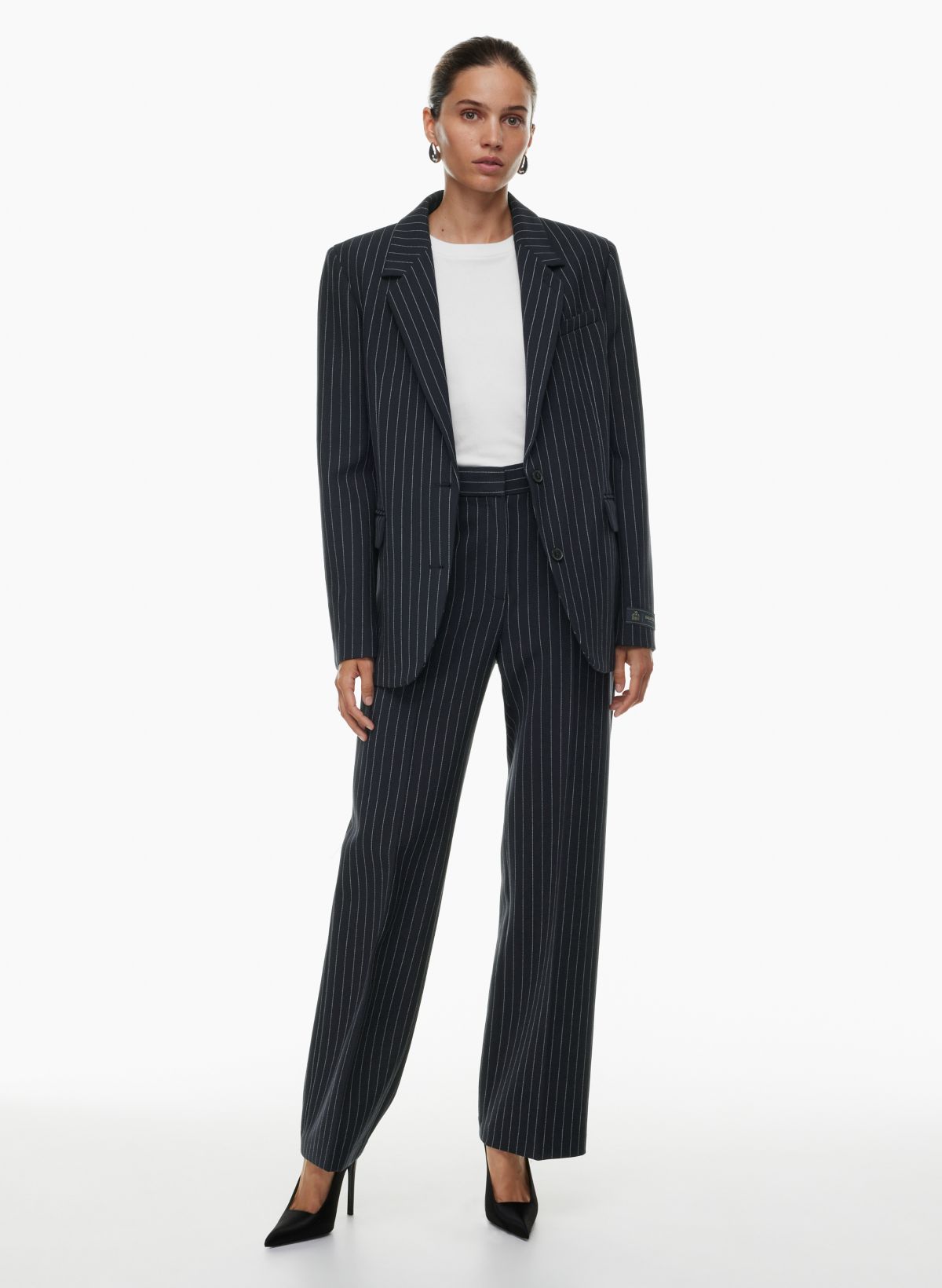 Women's Pant Suit Jacket Size 10 Pants Size 8 Black Pinstripe