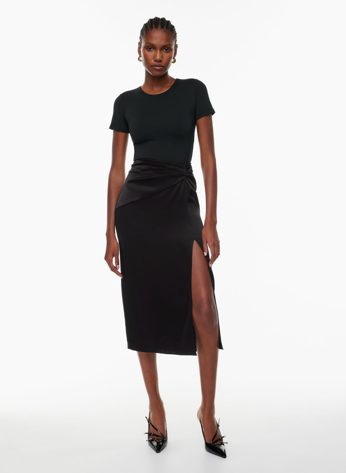 Aritzia black satin on sale skirt