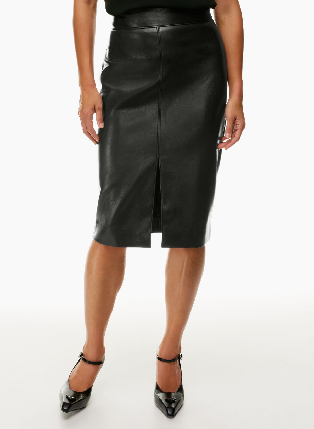 Pu Faux Leather Bodysuit And Midi Skirt Two-Piece