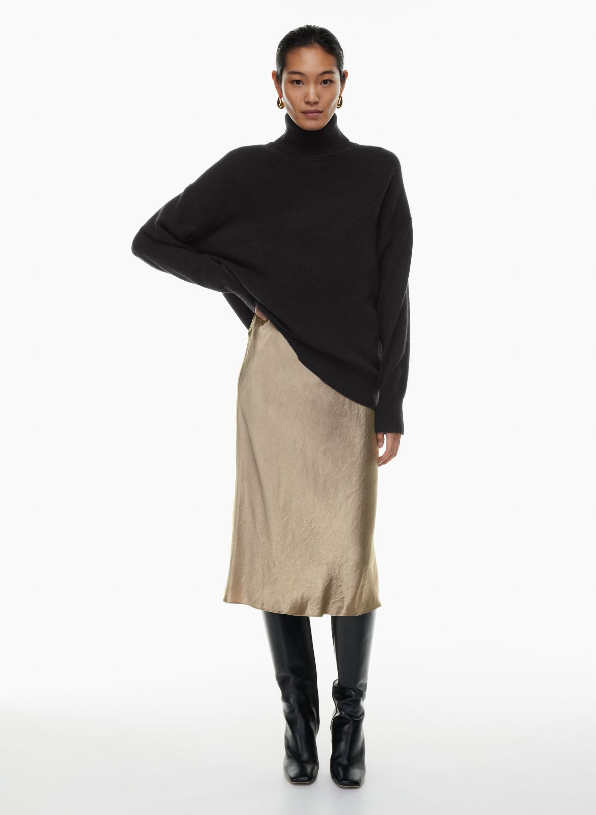 Babaton SLIP SATIN MIDI SKIRT | Aritzia US