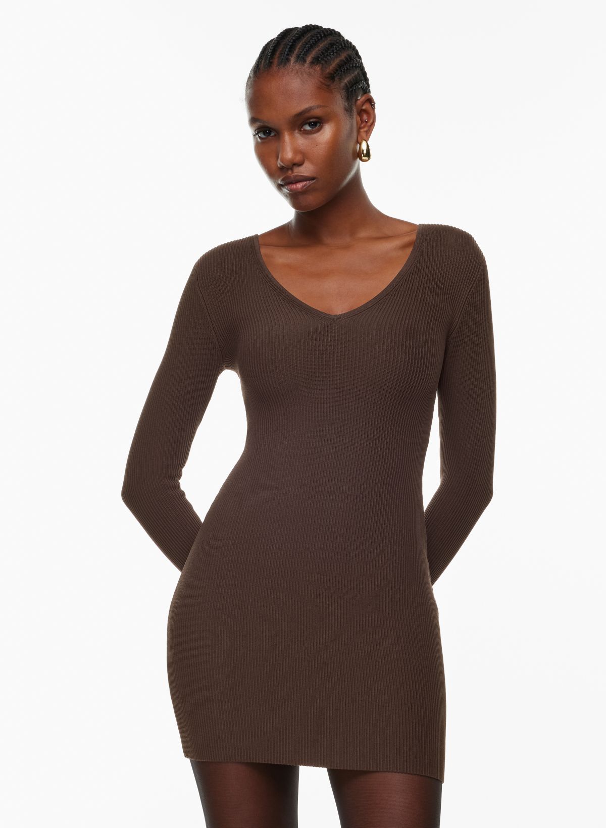 Babaton SCULPT KNIT V-NECK DRESS