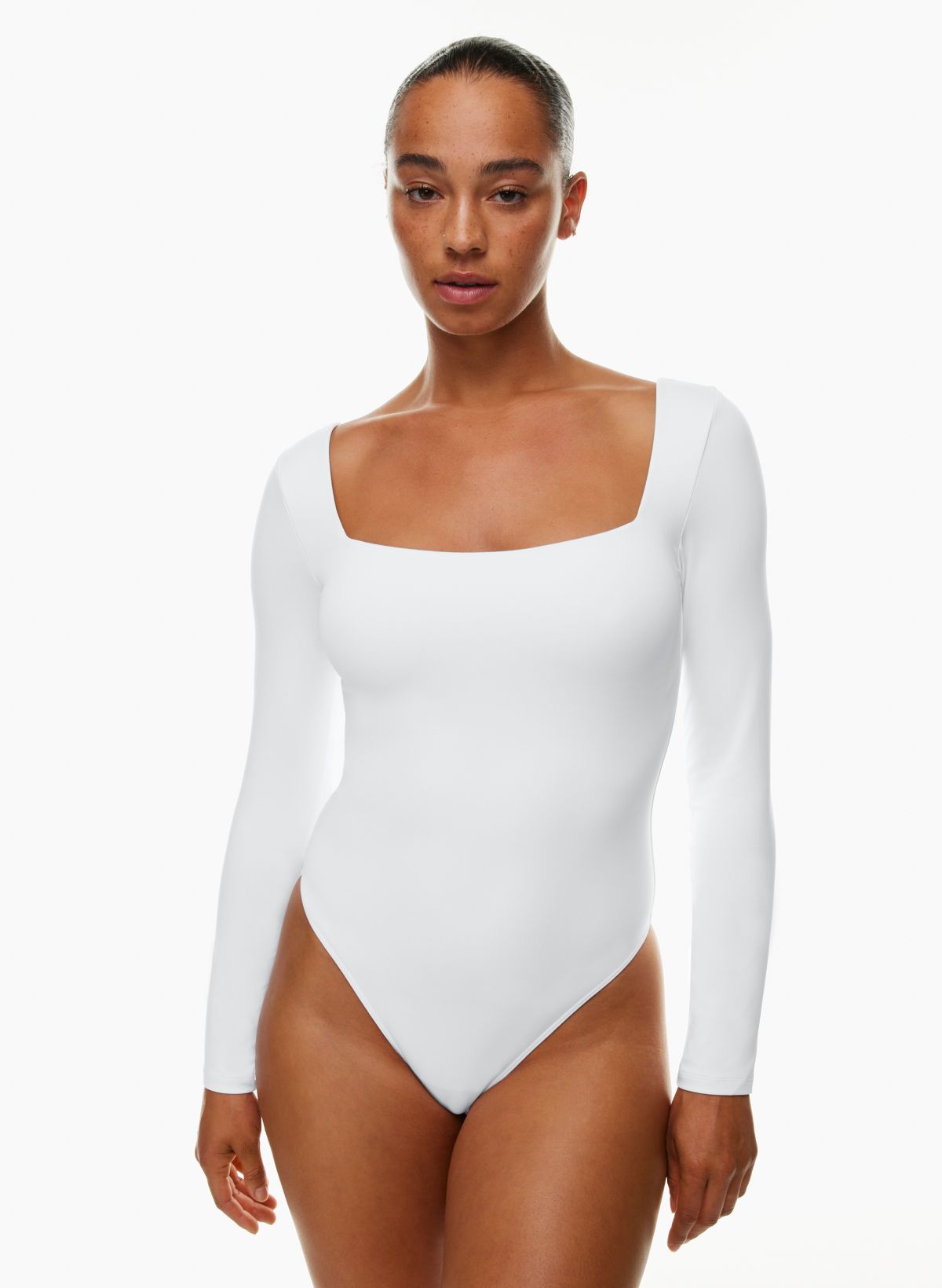 Plus Size V-Neck Bodysuit - White - 2X / White