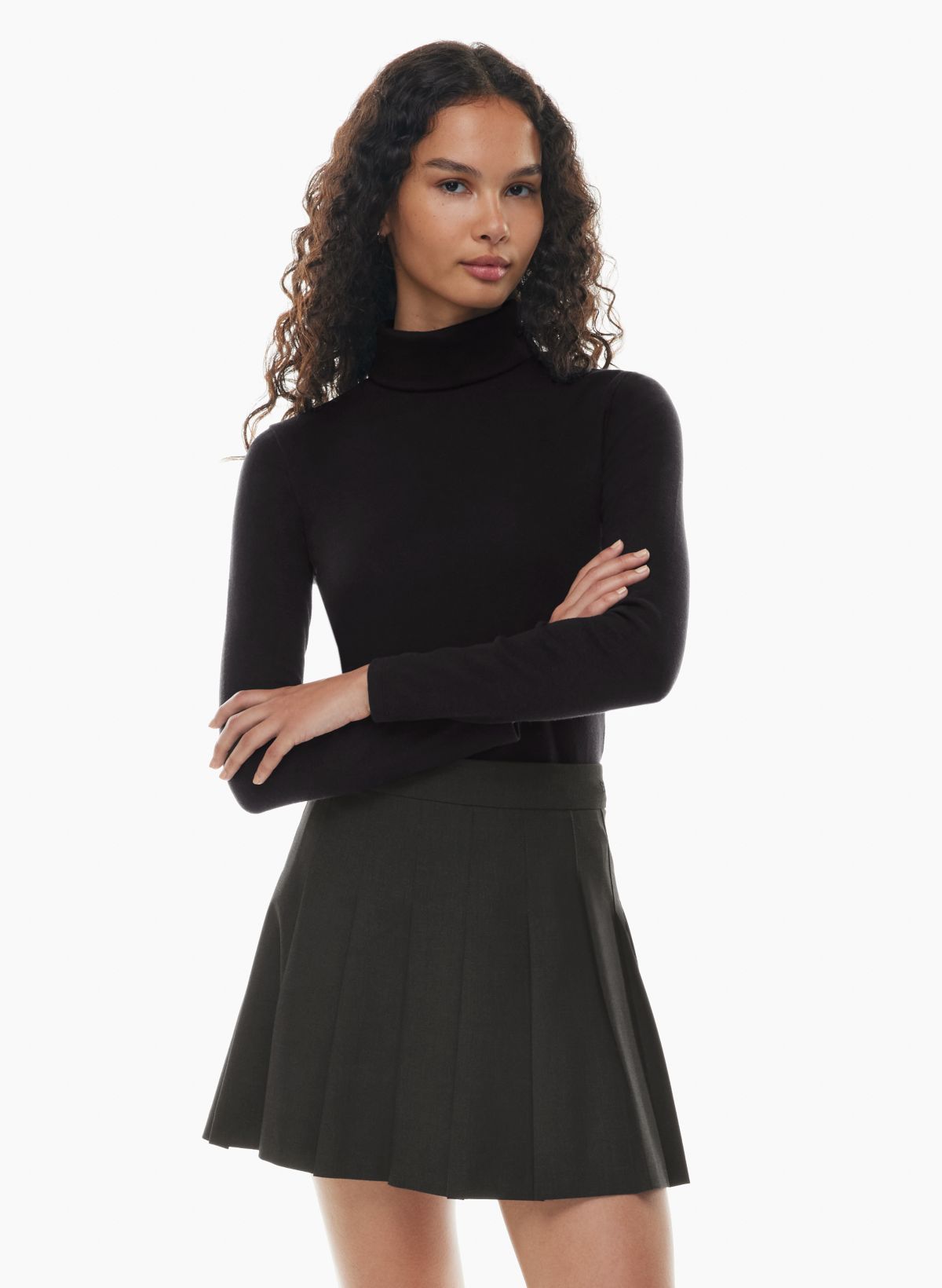 Compact Jersey Ribbed Turtle Neck Top