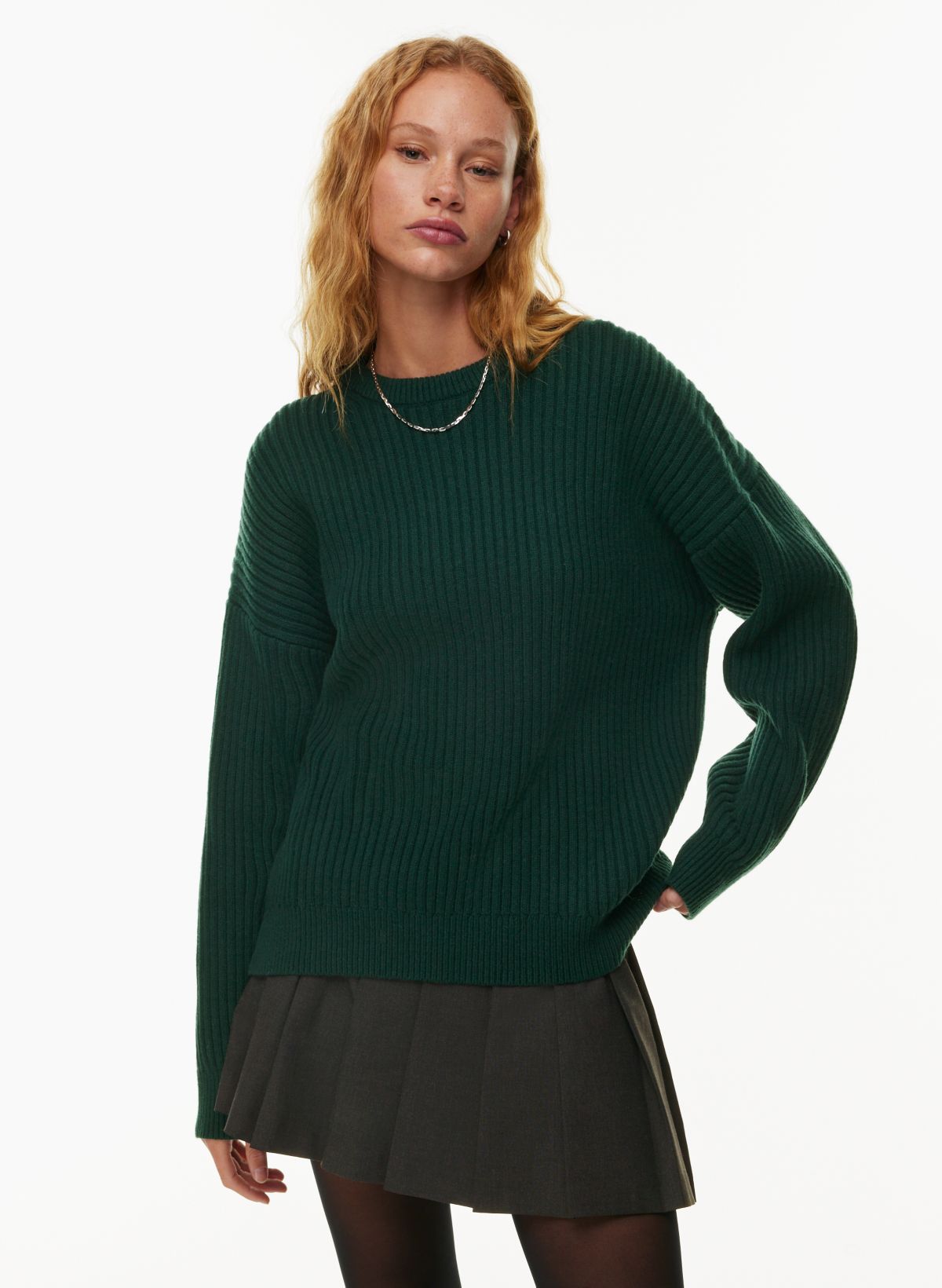 Wholesome Waffle Knit Sweater Green