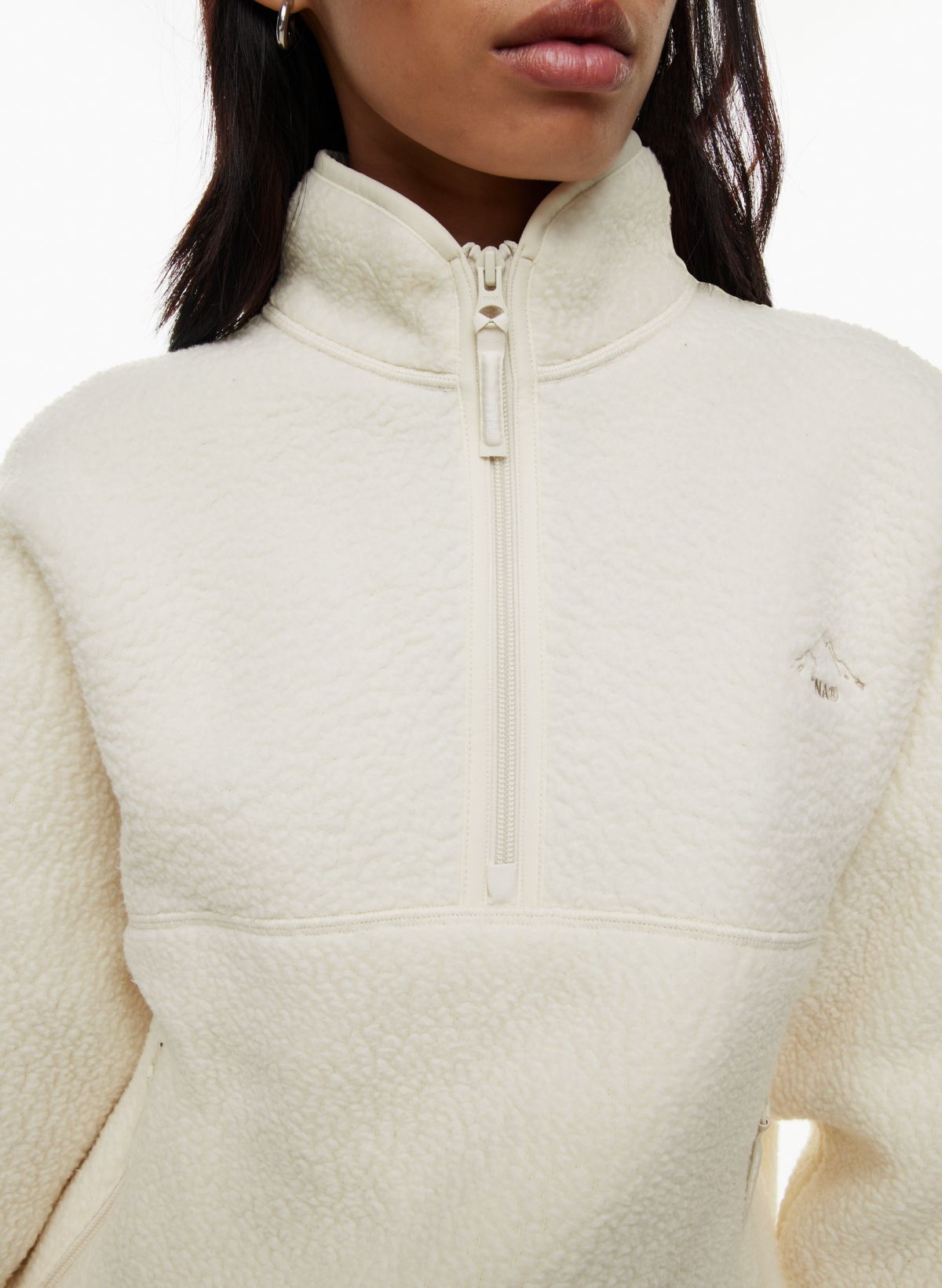 Green adidas Originals Winter Sherpa Fleece 1/2 Zip Sweatshirt