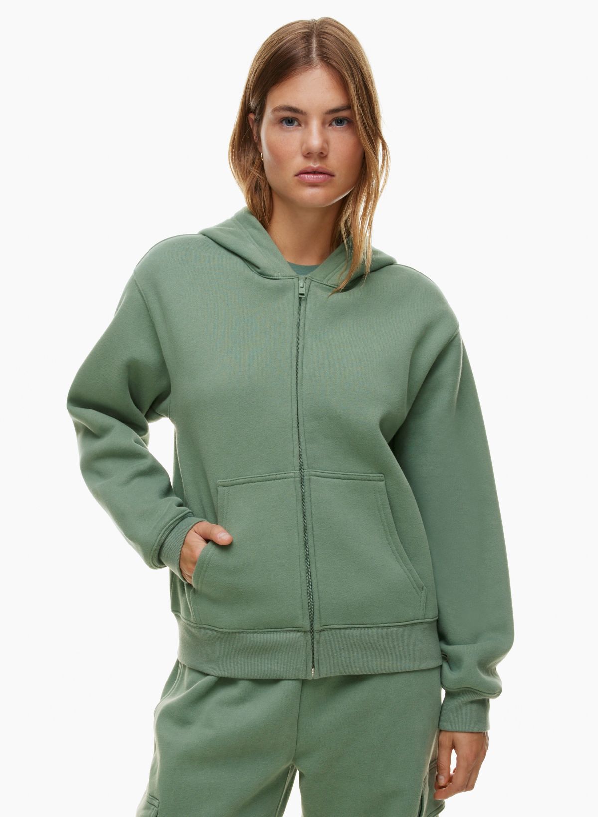 Oversized Fit Zip-through hoodie - Beige - Men