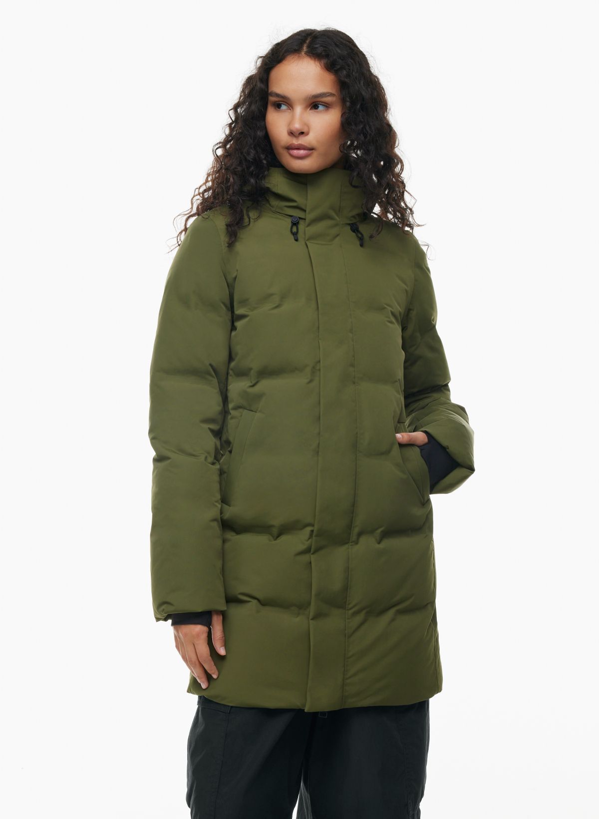 Women's Fur Lined Waterproof Long Parka in Army Green – Daniella