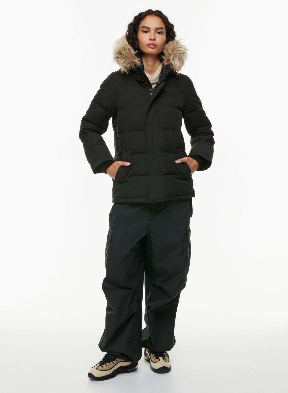 Women's High-Rise Cargo Parachute Pants - All In Motion™ Black XL
