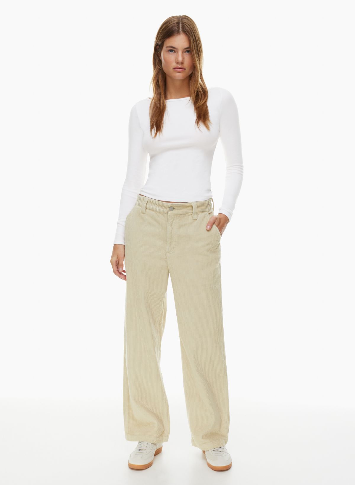 Women's Wide-Leg Corduroy Pants - Relaxed-fit, Lightweight and