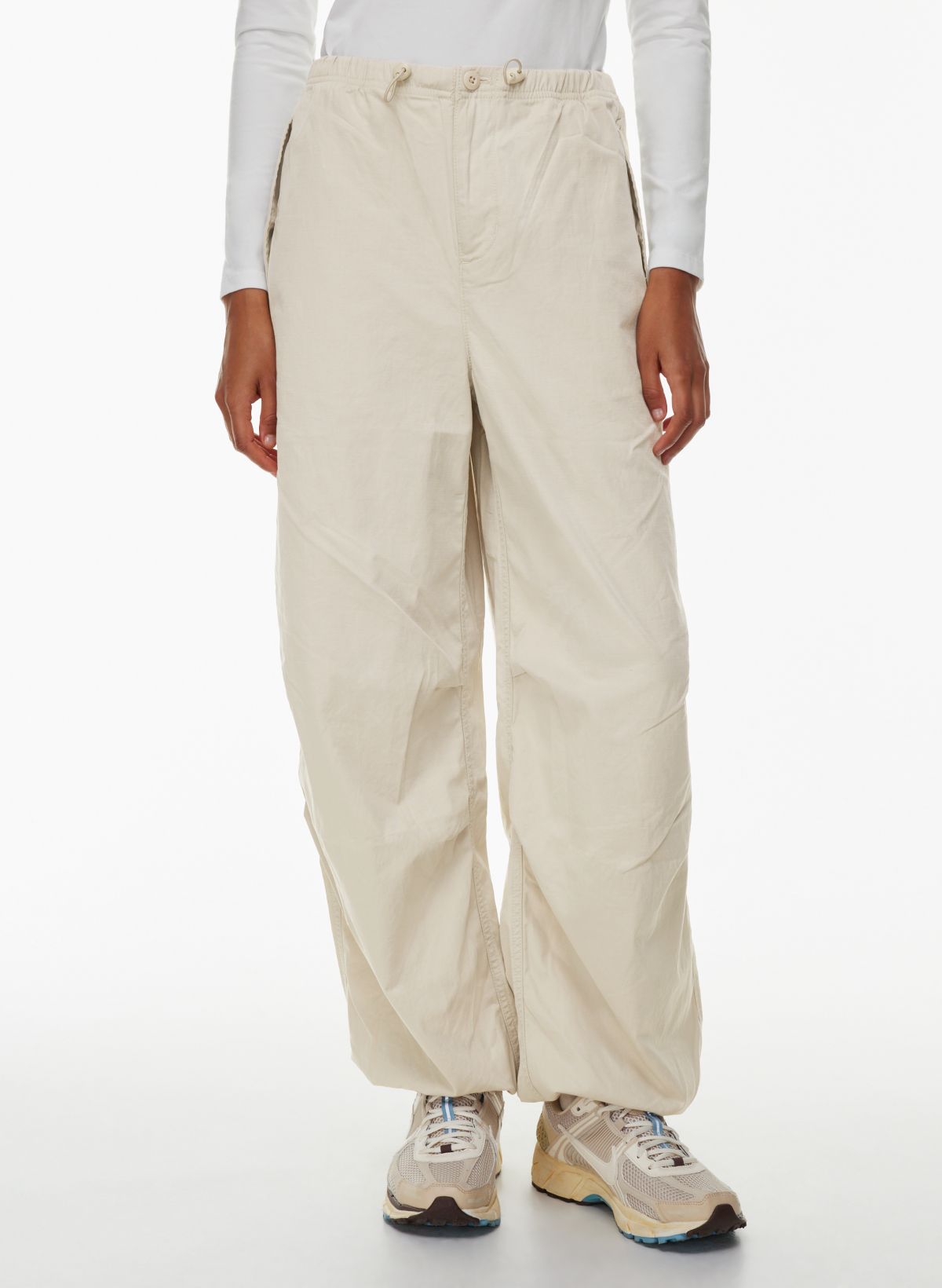 ASOS Weekend Collective parachute cargo pants with pocket in neutral