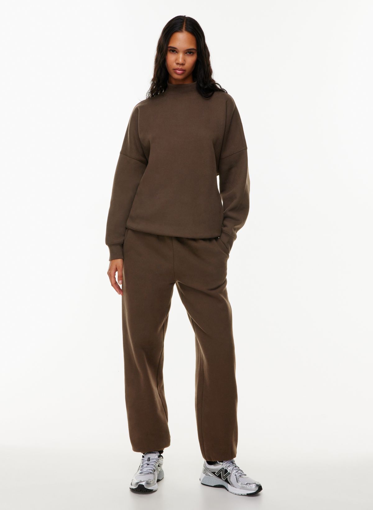 Taupe Lace Up Side Detail Oversized Sweatpants