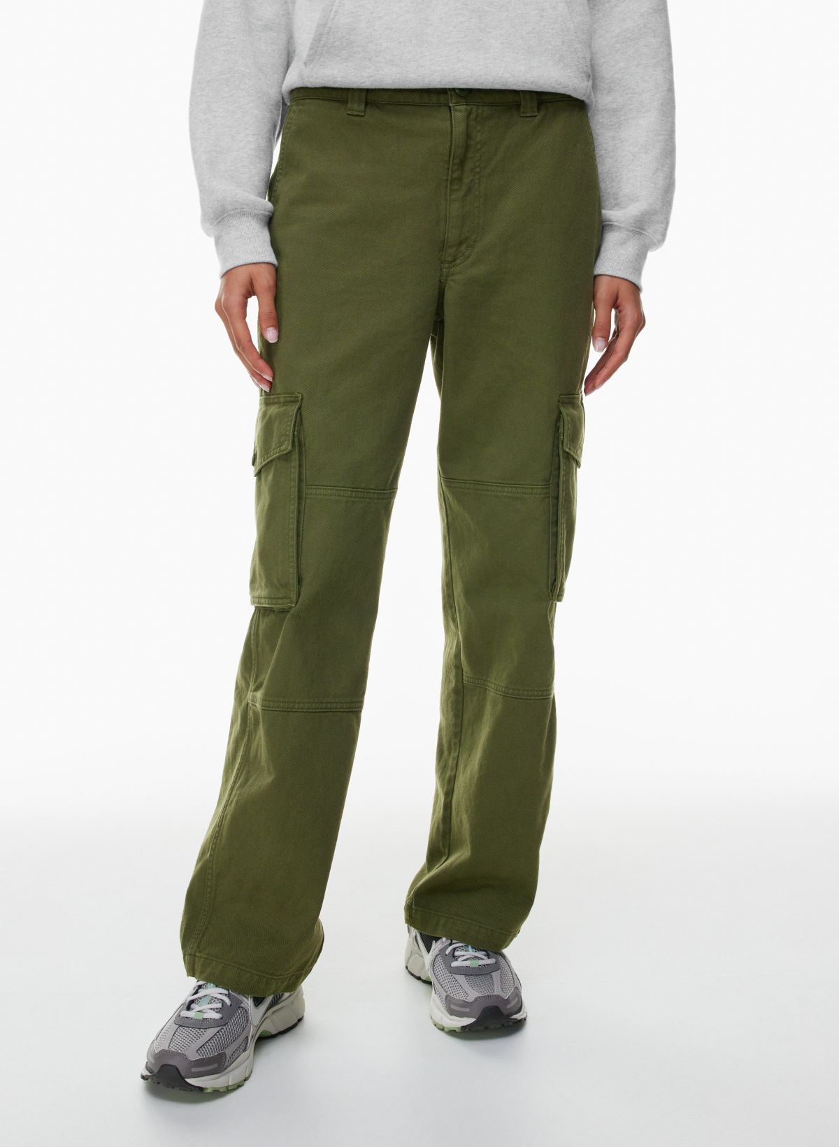 AE Stretch High-Waisted Vegan Leather Straight Cargo Pant