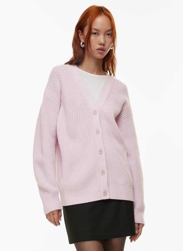 Pink v hot sale neck cardigan