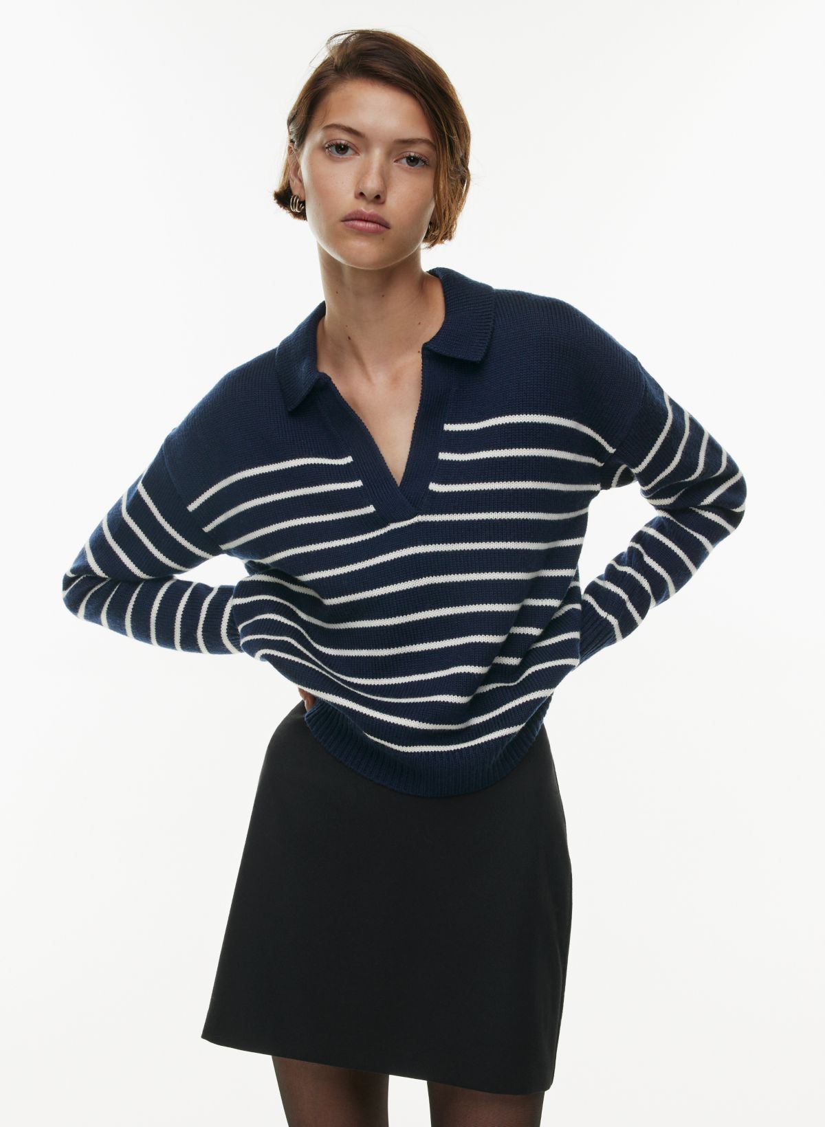 Plus Boxy Fit Striped Jersey Baseball Shirt