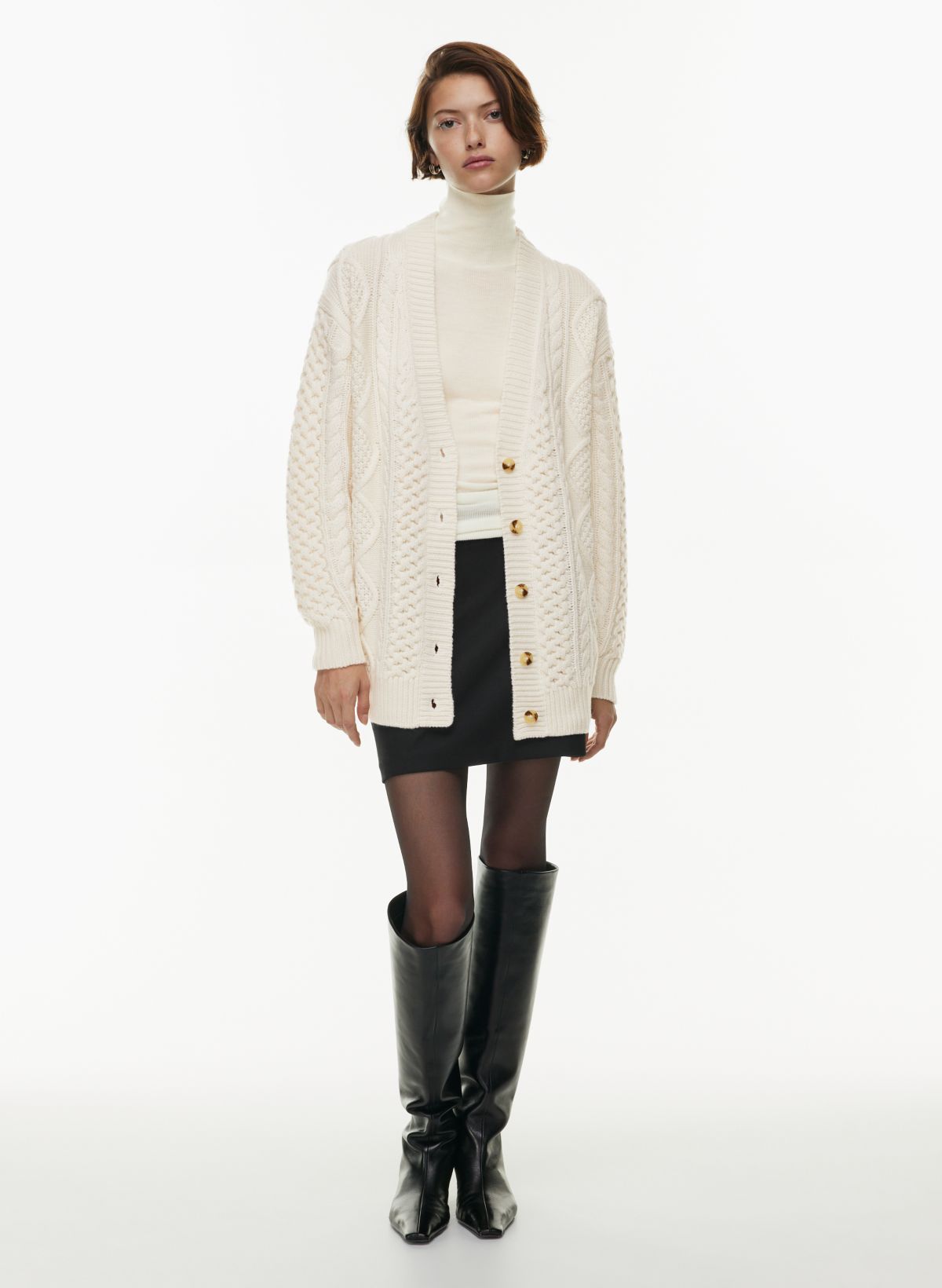 NEW Zara pointelle knit cardigan with collar ganni aritzia wilfred