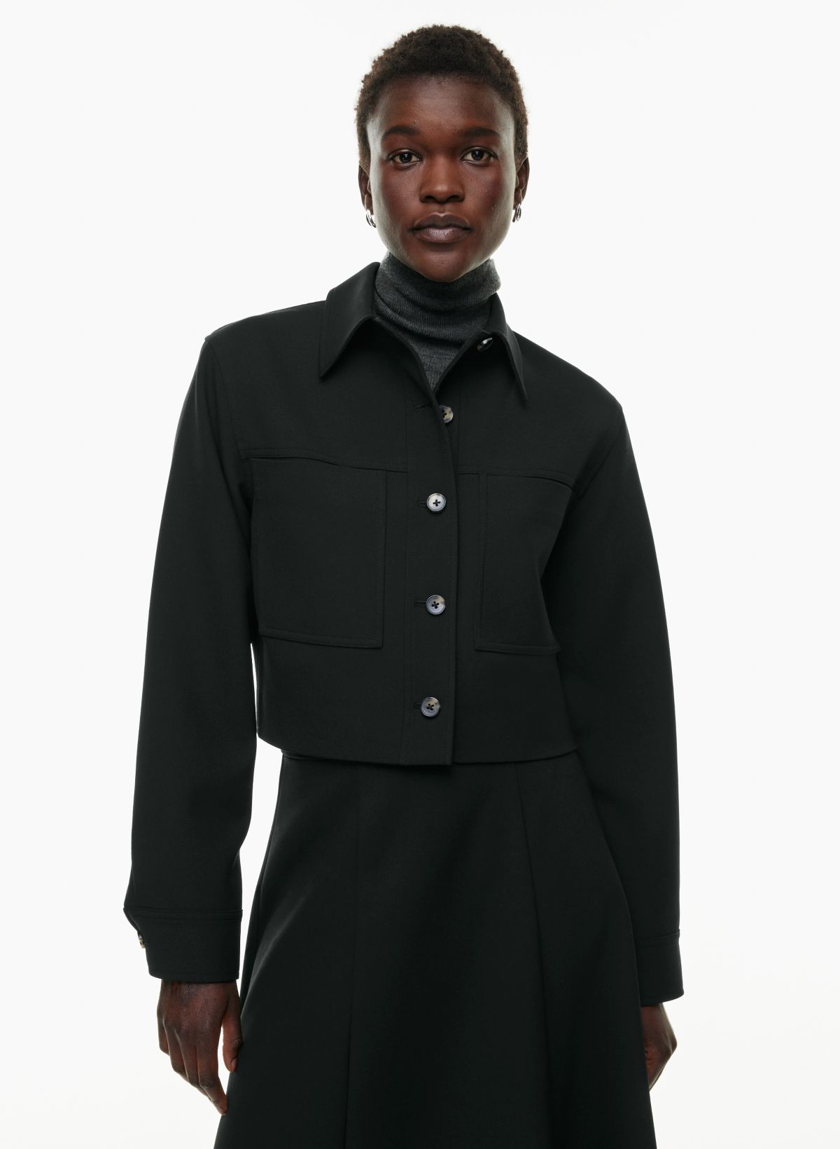 Cute Black Jacket - Collared Coat - Utility Jacket - Cargo Jacket