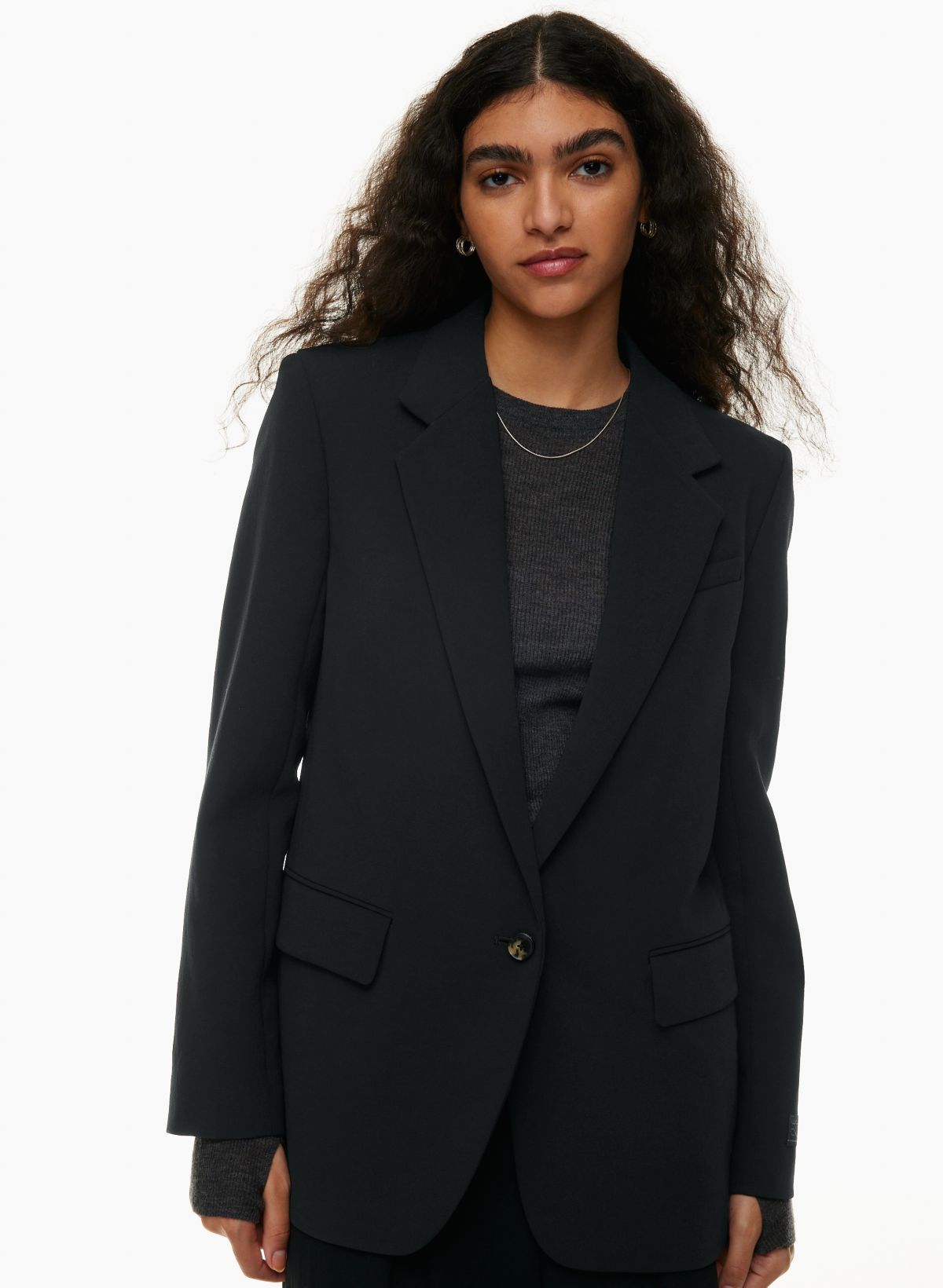 Crepe Relaxed Single Breasted Blazer