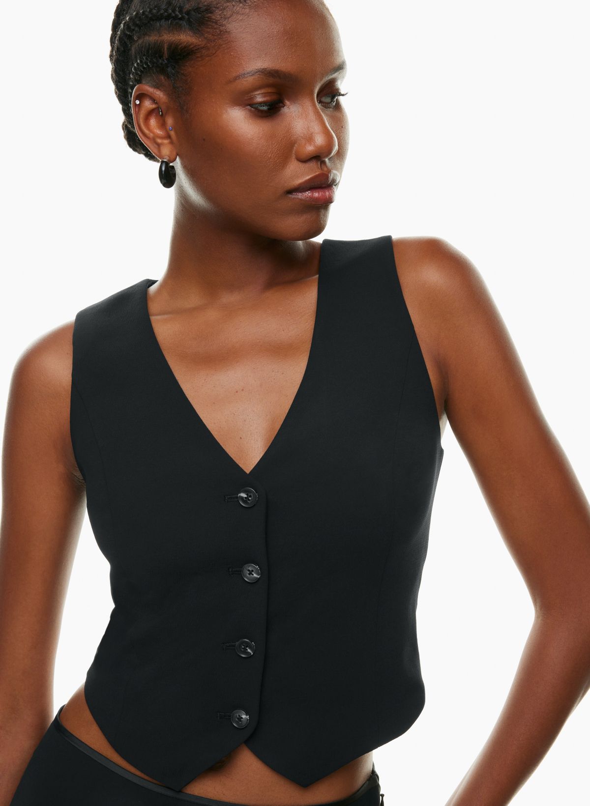Asymmetric Black Vest/sleeveless Black Tunic/long Zipper Top