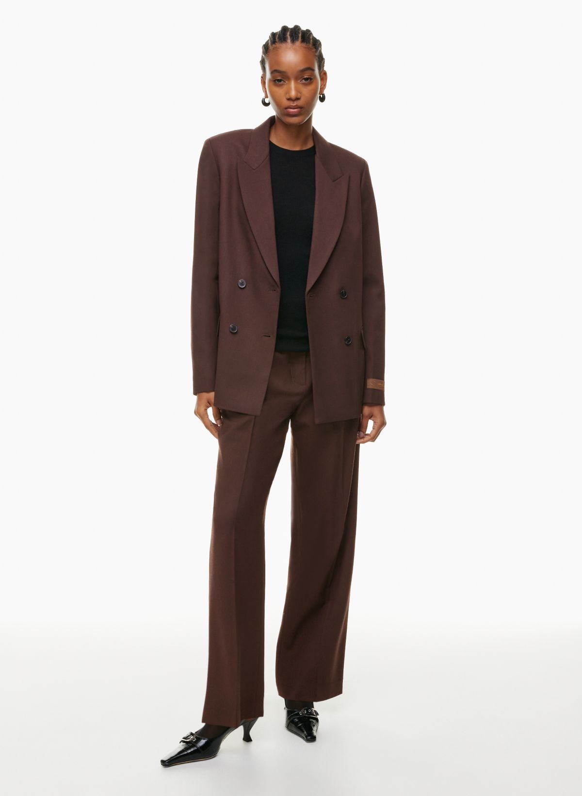 Dusty Pink Flared Pants Suit With Blazer, Padded Shoulders Blazer