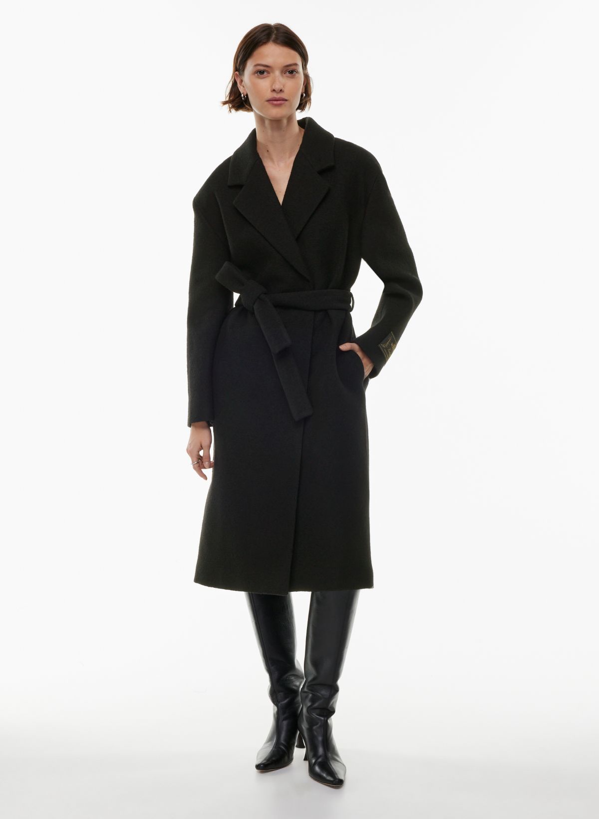 Long wrap coat on sale in italian boiled wool