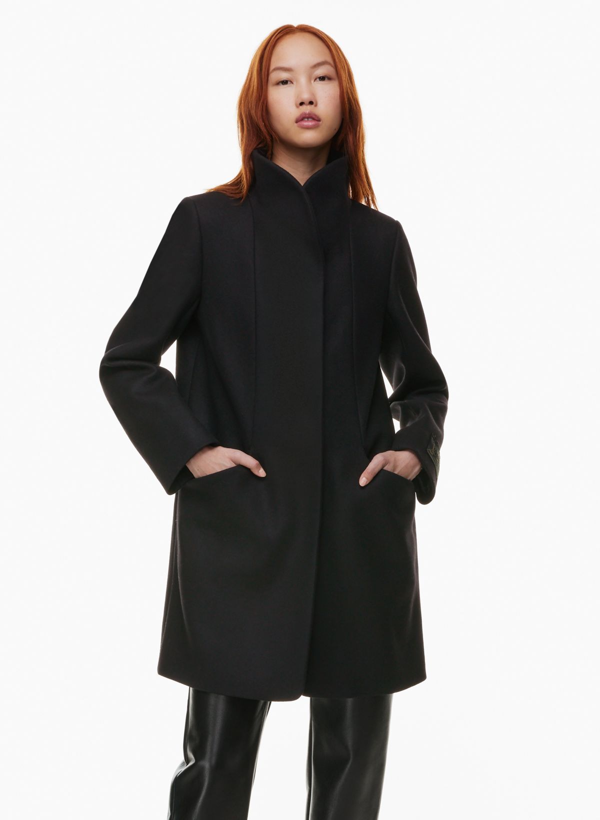 Aritzia Wilfred robe wool coat with belt BLACK size XSMALL