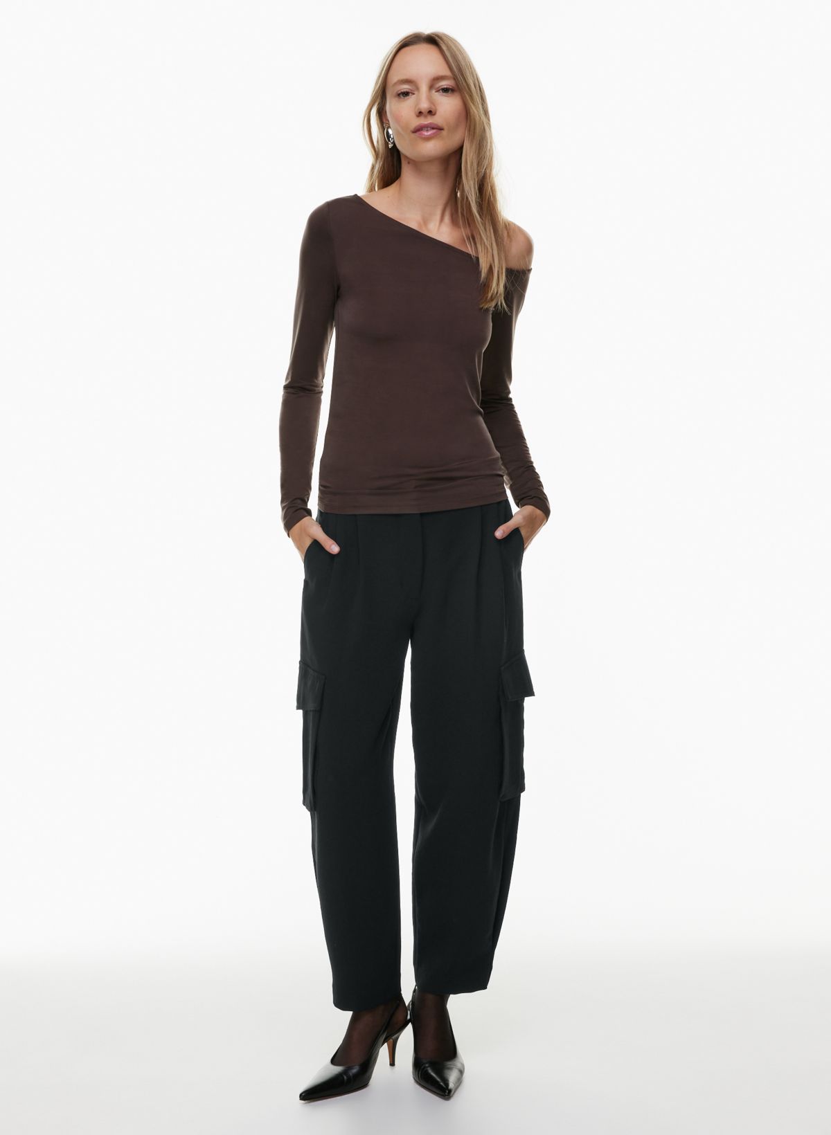 WIDE LEG FLAP FRONT DETAIL PANT W/ WAISTBAND - 4