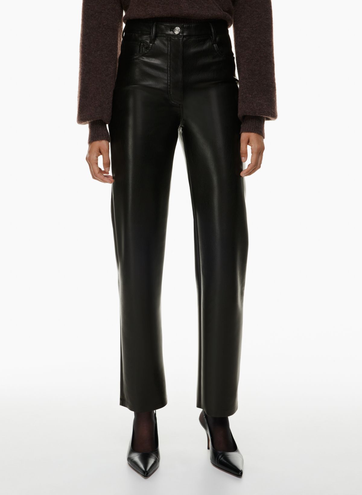 Faux Leather Straight Pant Black