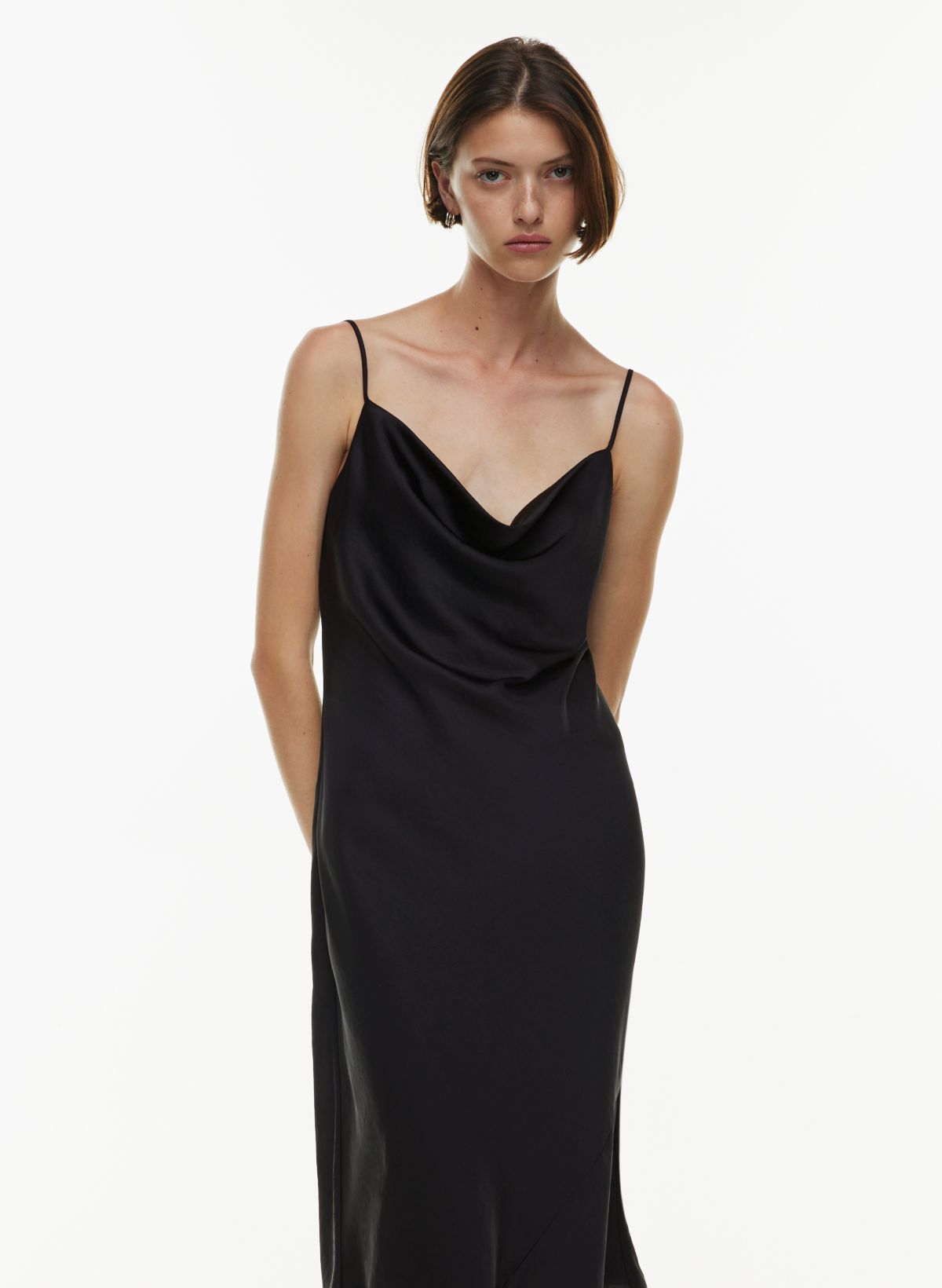 long slip dress women black in satin - ACNE STUDIOS - d — 2