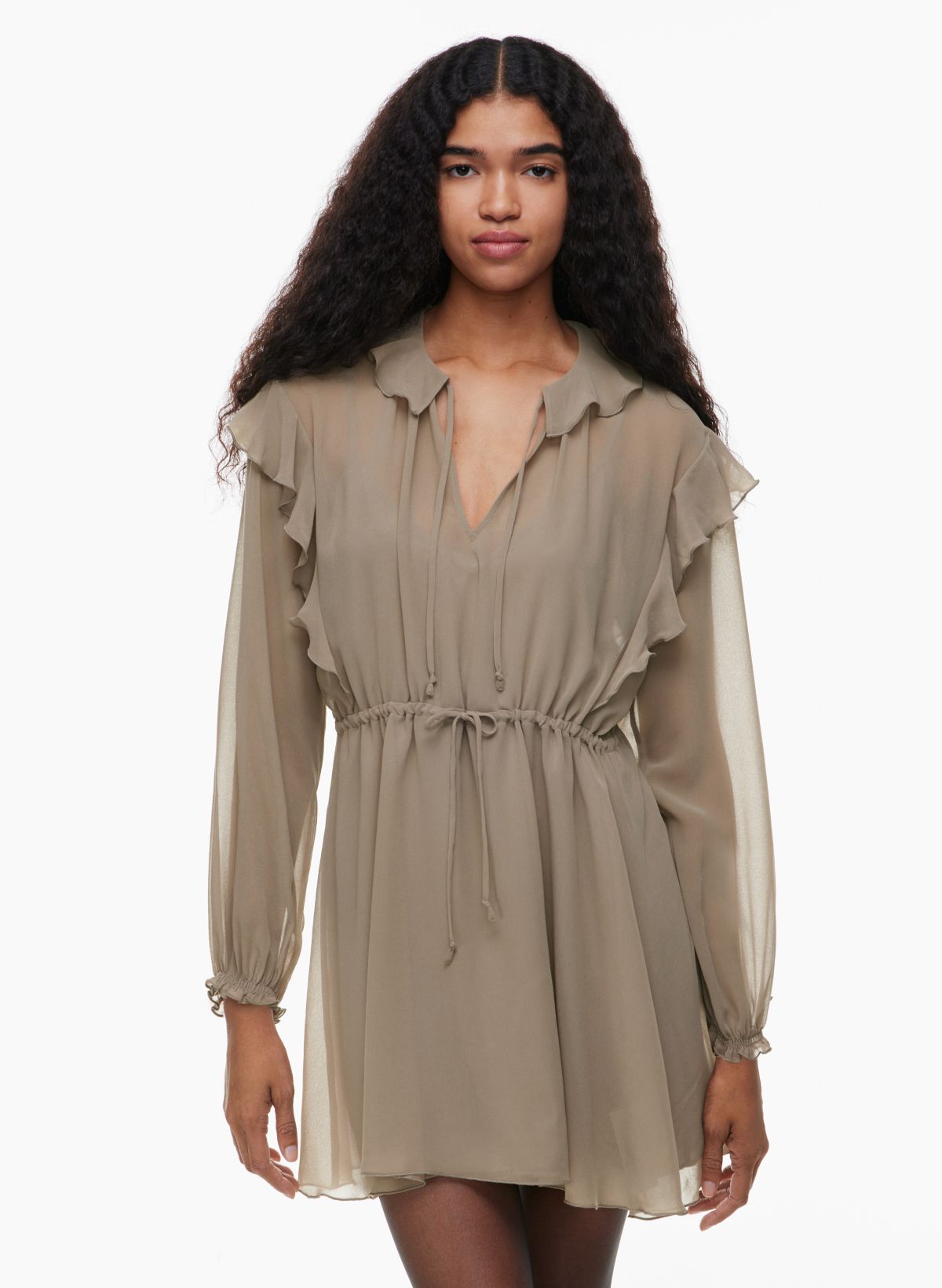 Khaki chiffon outlet dress