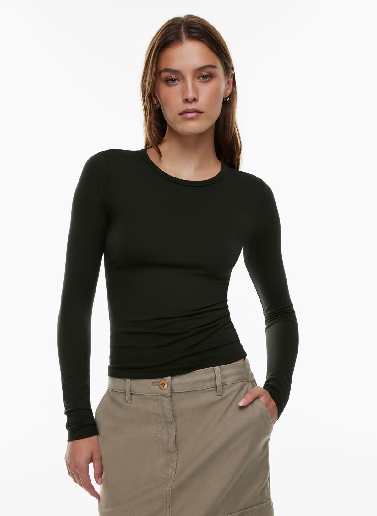 Women's Black Long Sleeve Shirt With Built in Bra -  Canada