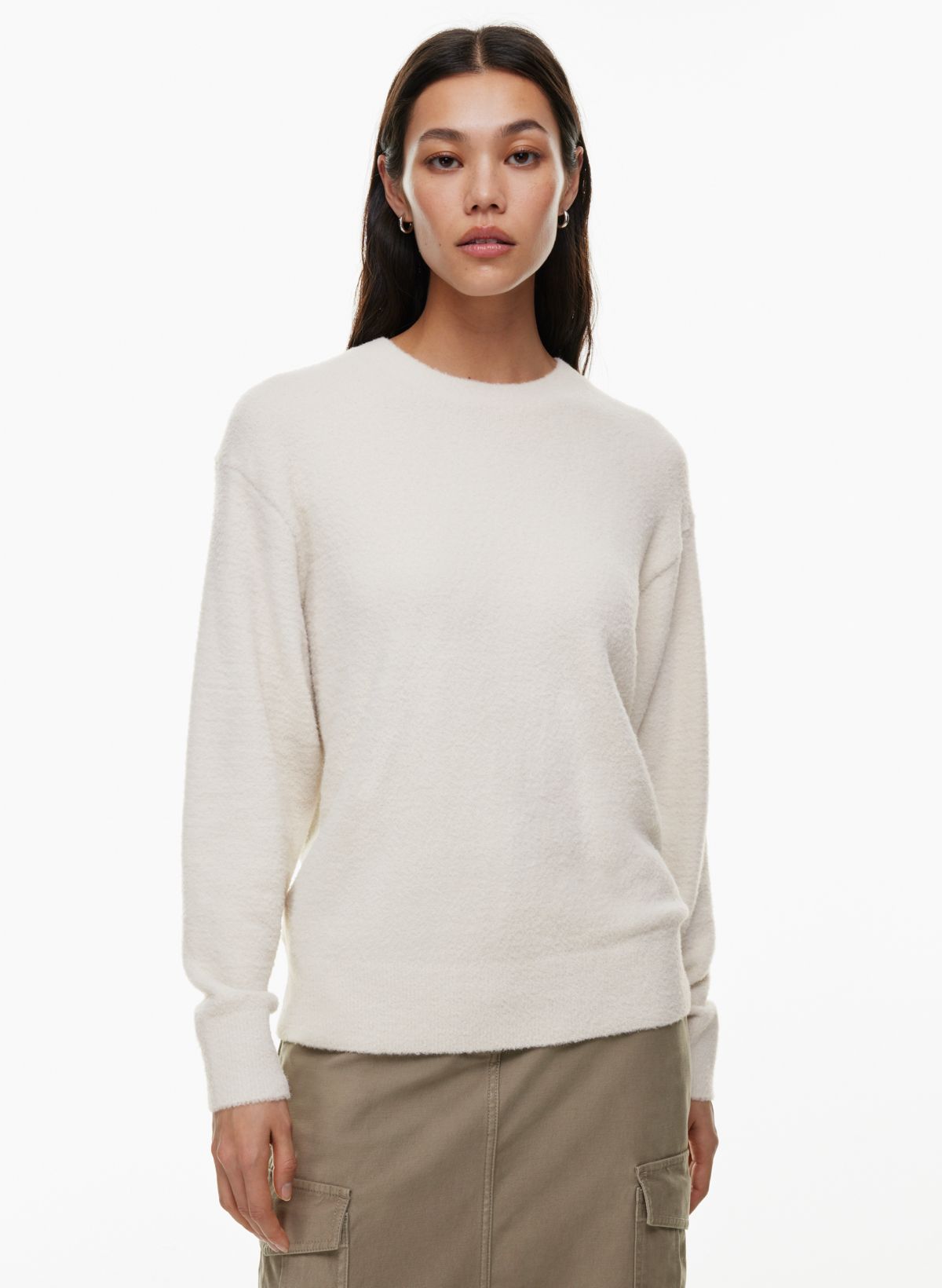 Vince Cotton Arrow Stitch Regular Fit Crewneck Sweater