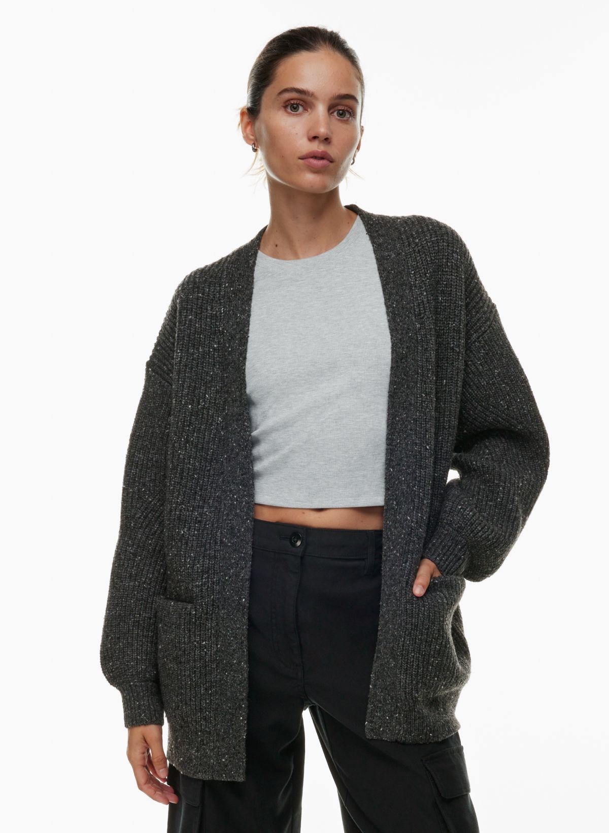 That Cozy Feeling Grey Oversized Knit Cardigan Sweater