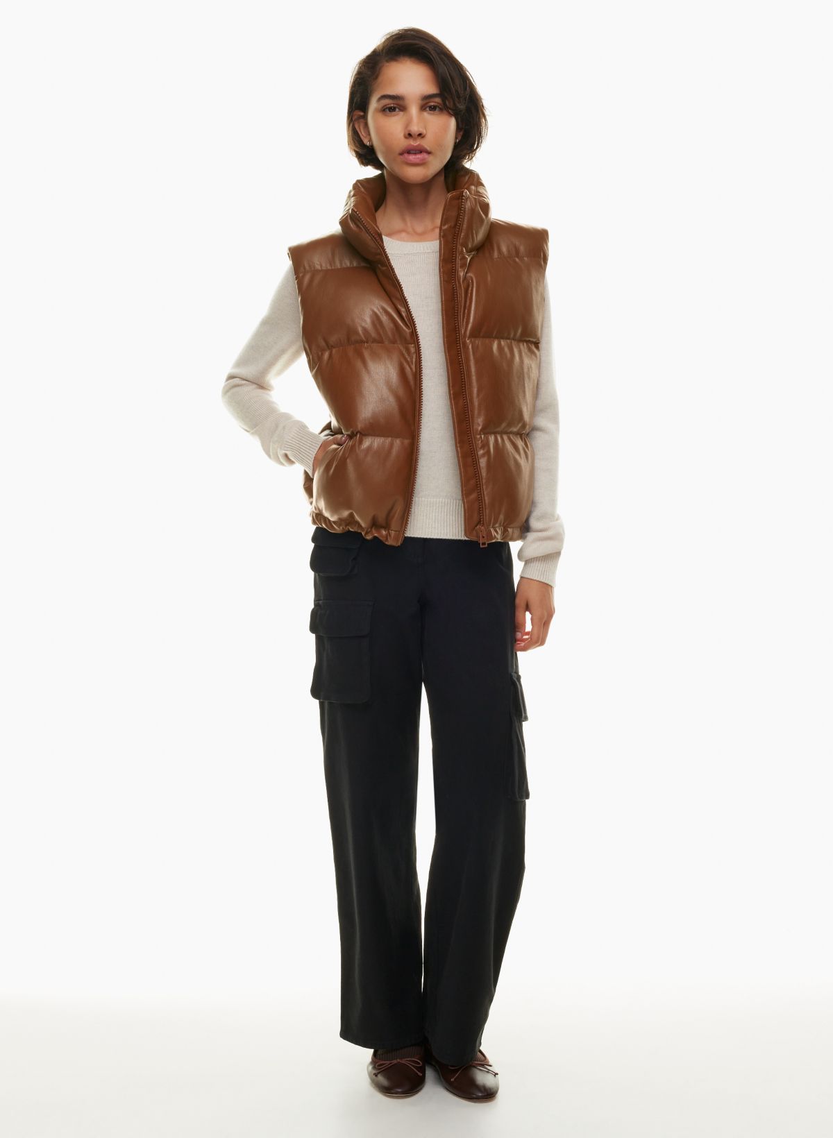 Genuine leather puffer jackets down leather jacket leather coat Chloe