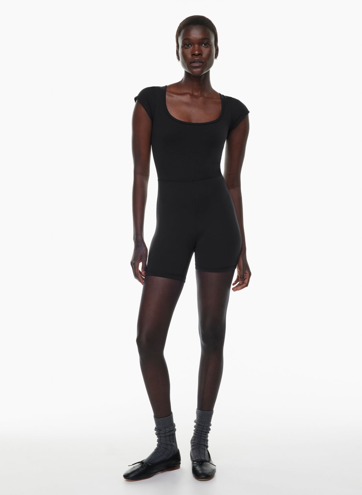 Athletic Romper with short sleeve and bodycon design