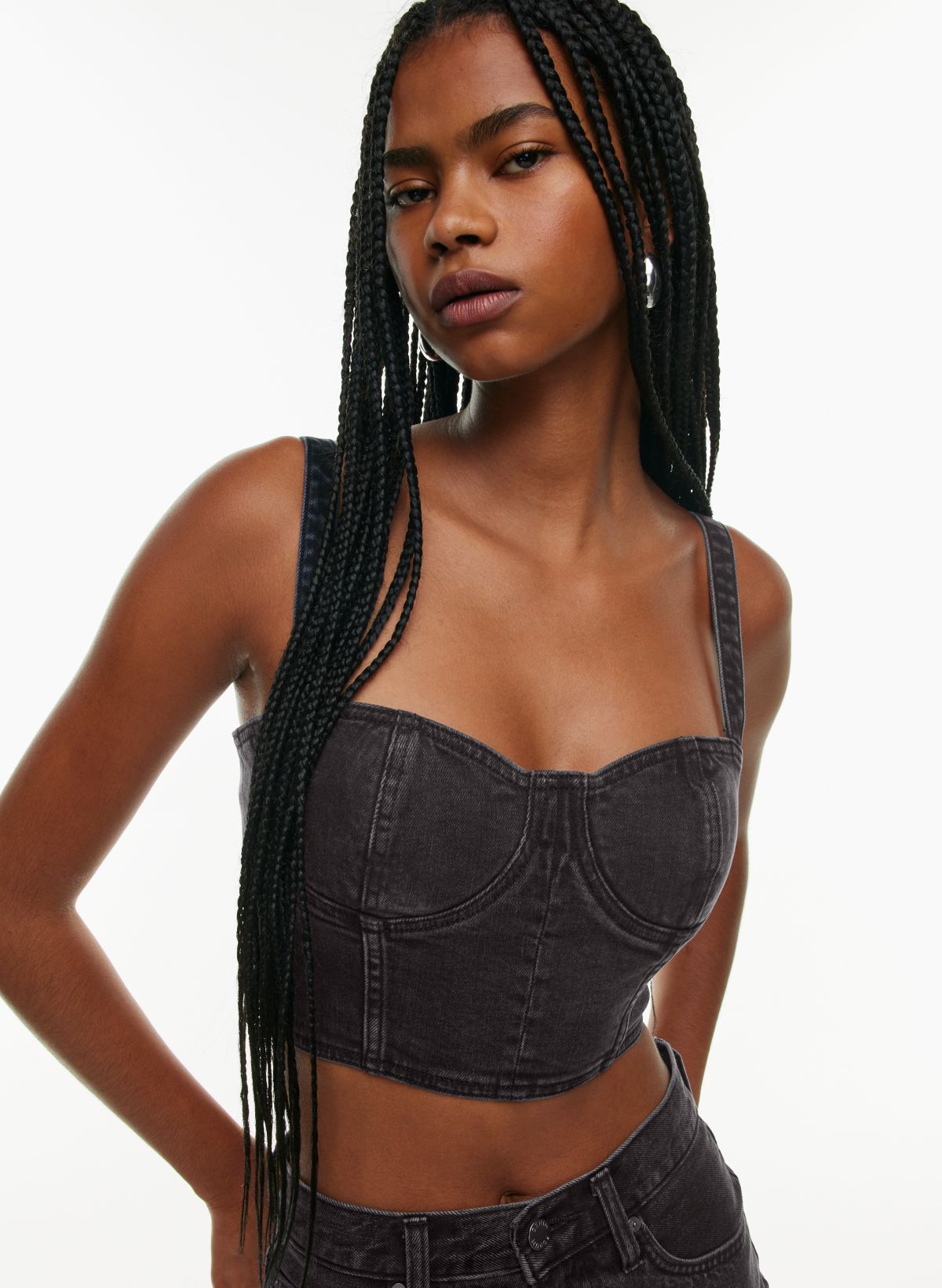 ZIPPER DENIM BRALETTE