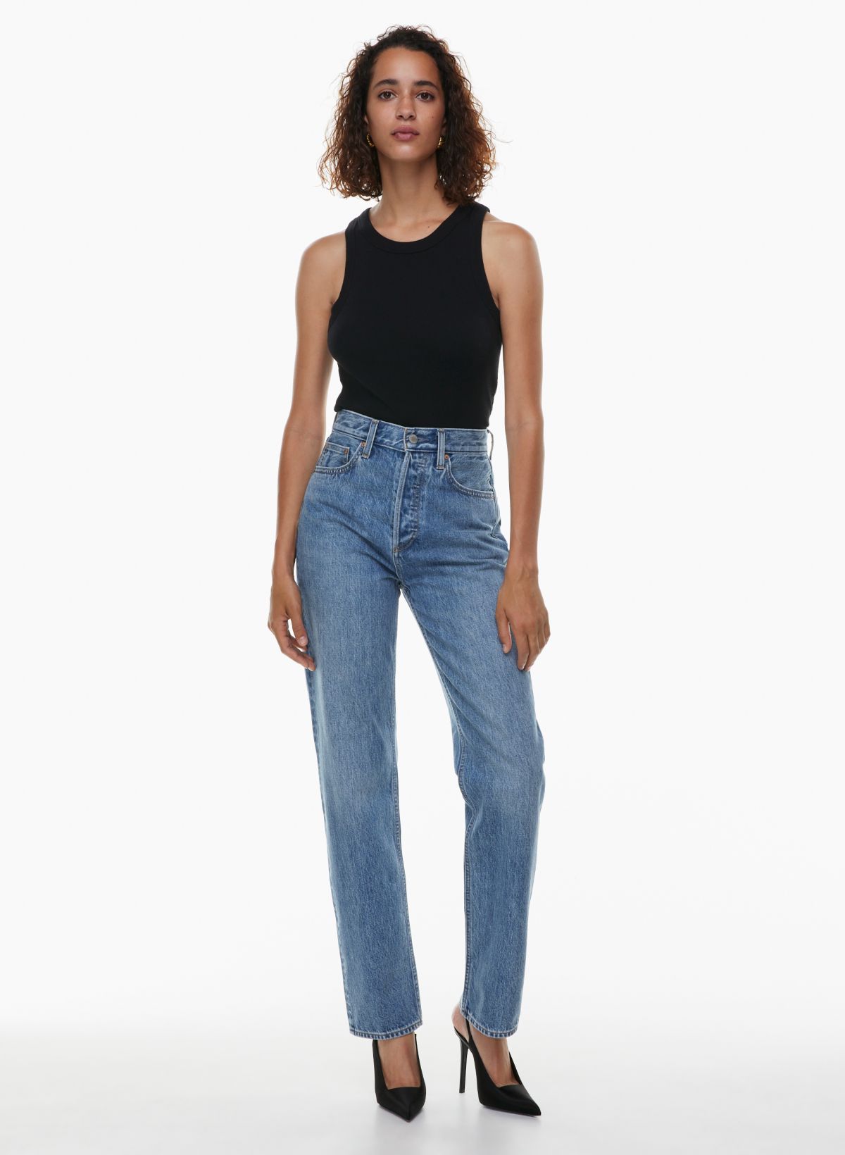 DF Joni jeans in 29L in picture this bleu and Babaton contour rib muscle  bodysuit : r/Aritzia