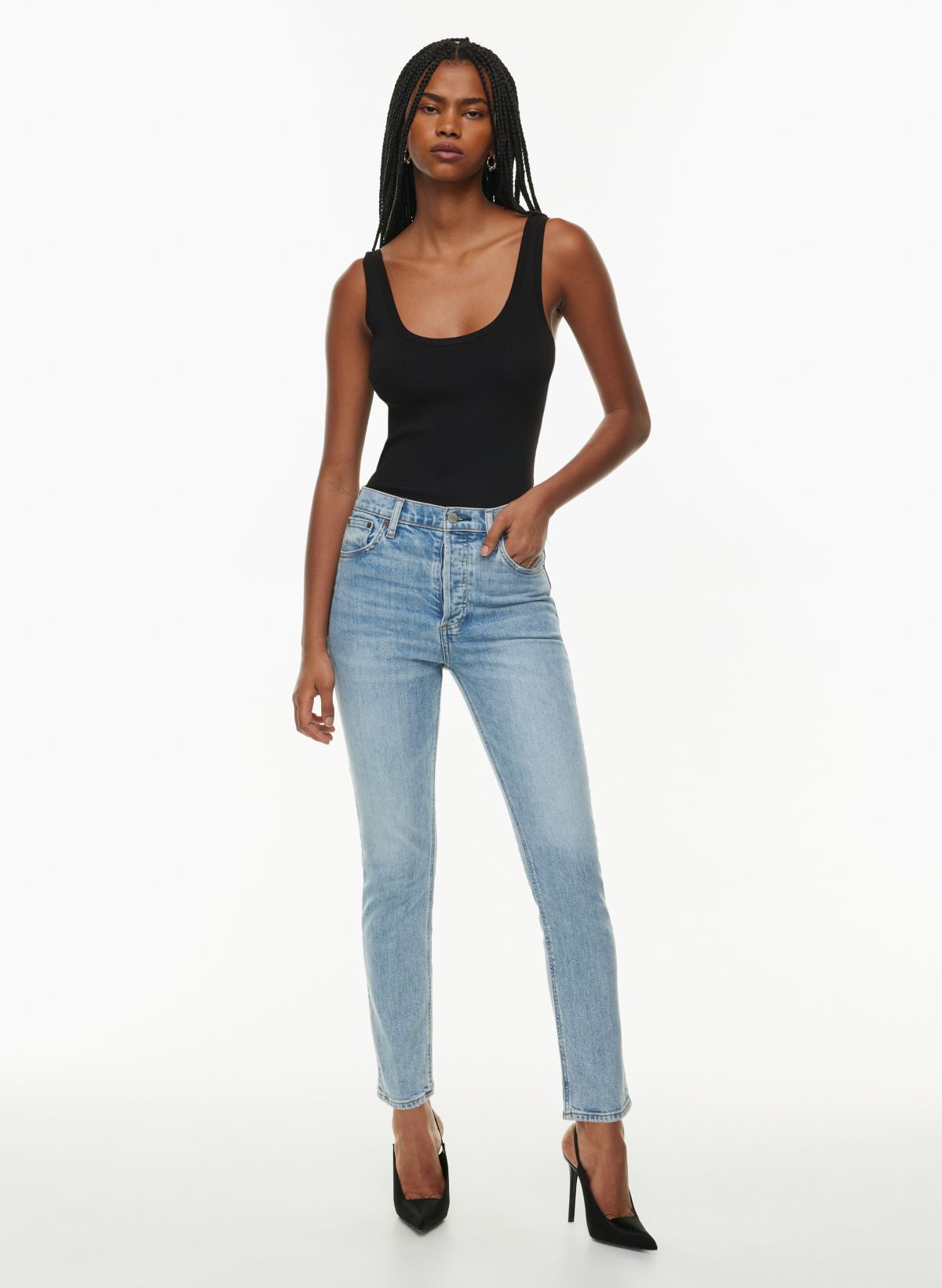 Dark Wash Ankle Zip Jeans – Petite Ave