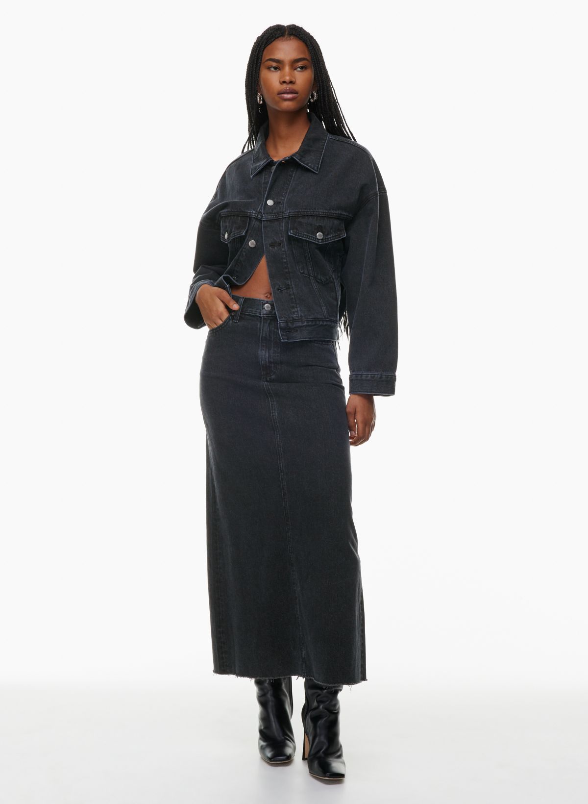 Maxi black denim store skirt