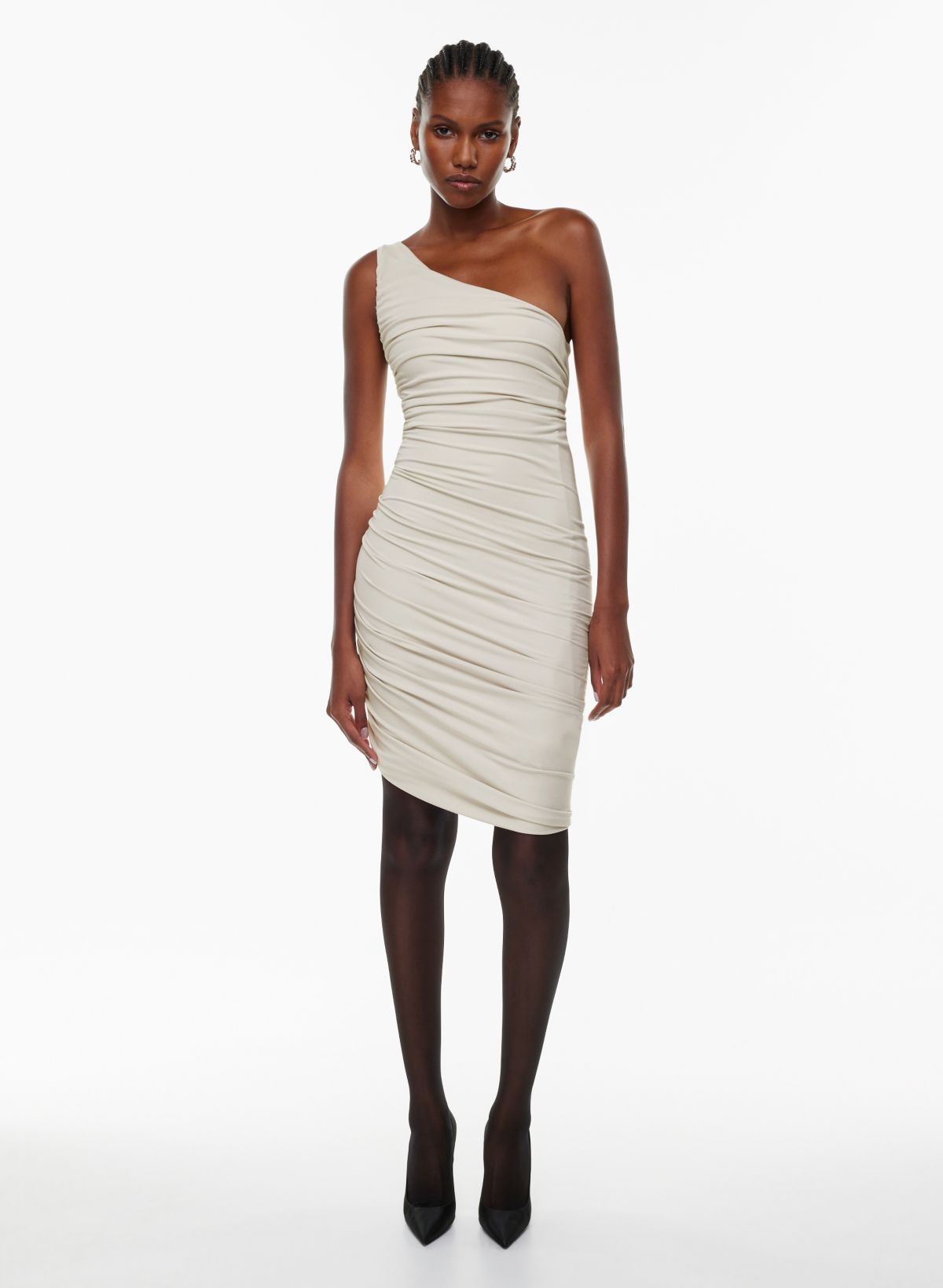 Aritzia Babaton Pressure dress, racer back mini dress, deep Taupe.