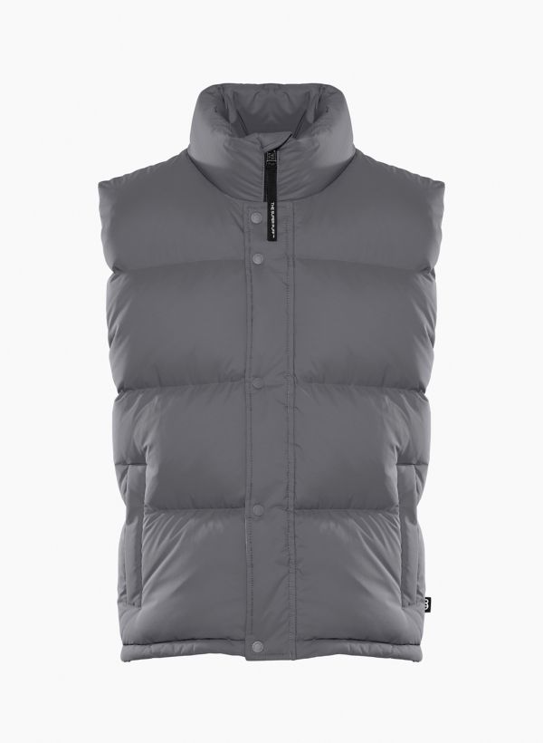 Beige Slim Fit Puffer Vest for Men by