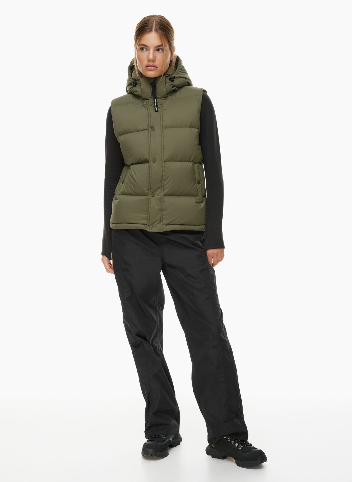 Short Down Jackets's Grace Long Vest With Detachable Hood